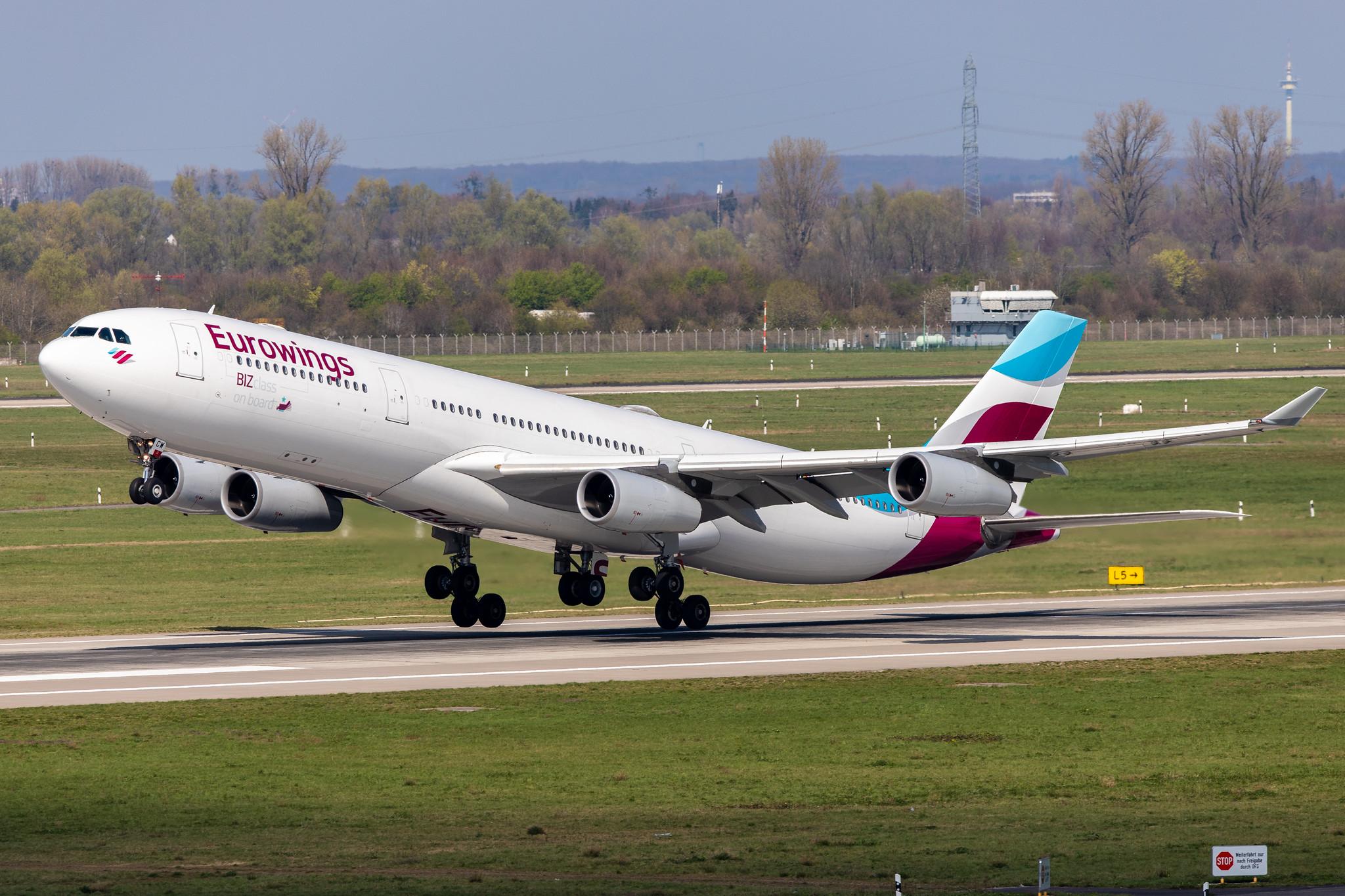 Düsseldorf Airport: Eurowings (EW /EWG) | Operator: Brussels Airlines |  Airbus A340-313 A343 | OO-SCW | MSN 0335