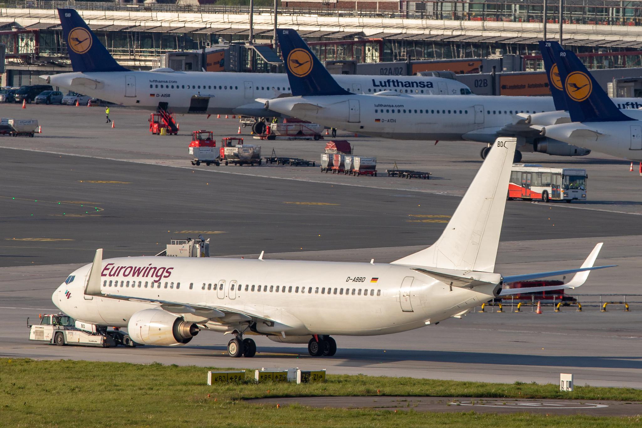 Hamburg Airport: Eurowings (EW / EWG) | Operator: TUI fly |  Boeing 737-86J B738 | D-ABBD | MSN 30880