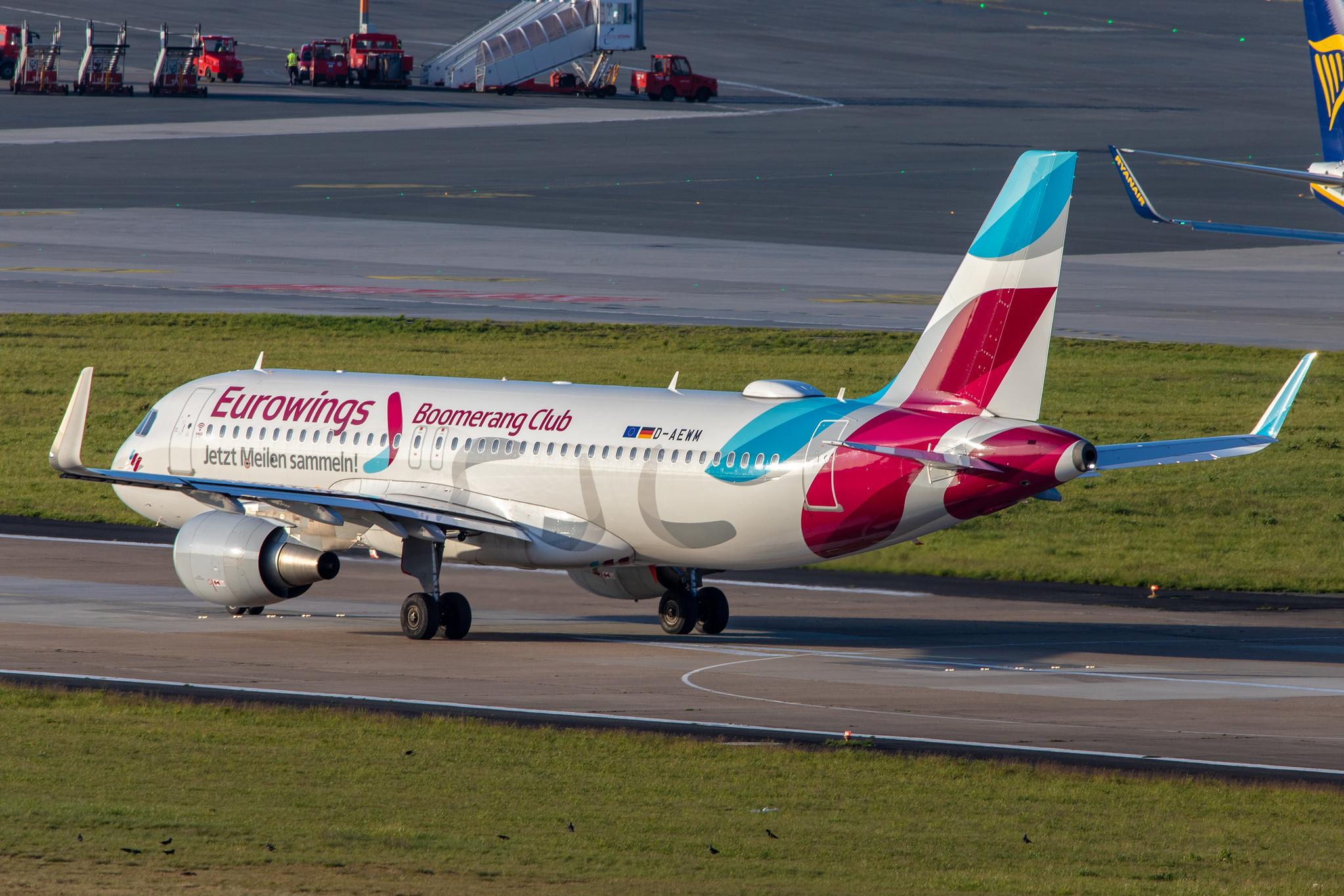 Hamburg Airport: Eurowings (EW / EWG) |  Livery: Boomerang Club Livery |  Airbus A320-214 A320 | D-AEWM | MSN 7259