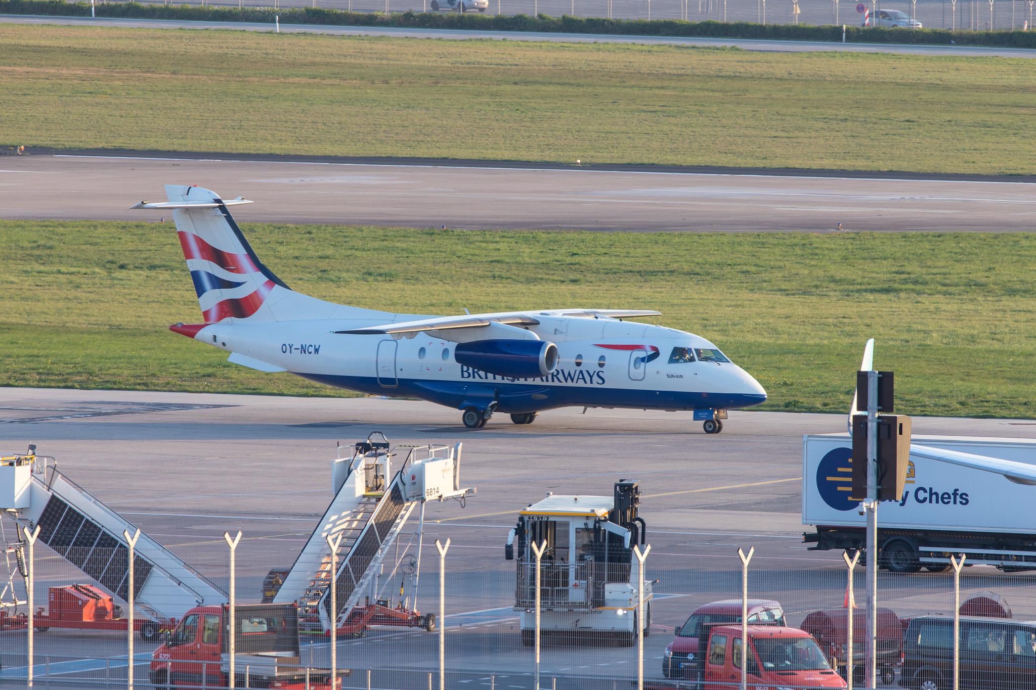Hamburg Airport: British Airways (BA / BAW) | Operator: Sun-Air |  Dornier Do-328JET-300 J328 | OY-NCW | MSN 3131