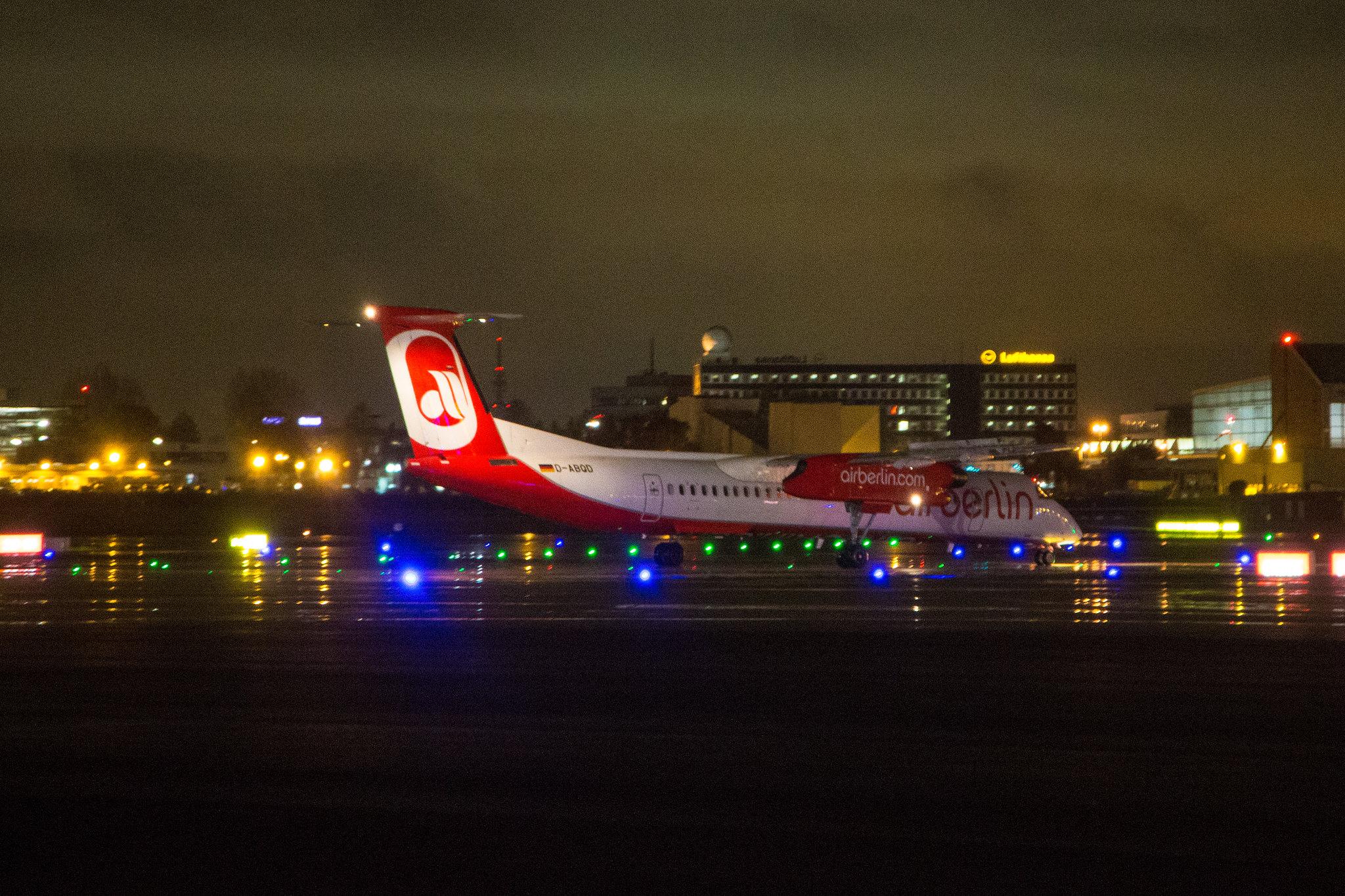 Hamburg Airport: Air Berlin | Operator: Luftfahrtgesellschaft Walter |  De Havilland Canada Dash 8-400 DH8D | D-ABQD | MSN 4234 | Eine Ära geht zu Ende: die letzte Airberlin Maschine vom Hamburg Airport (AB6757)