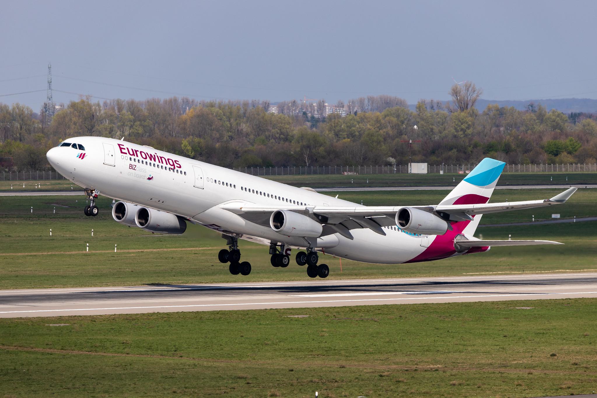 Düsseldorf Airport: Eurowings (EW /EWG) | Operator: Brussels Airlines |  Airbus A340-313 A343 | OO-SCW | MSN 0335