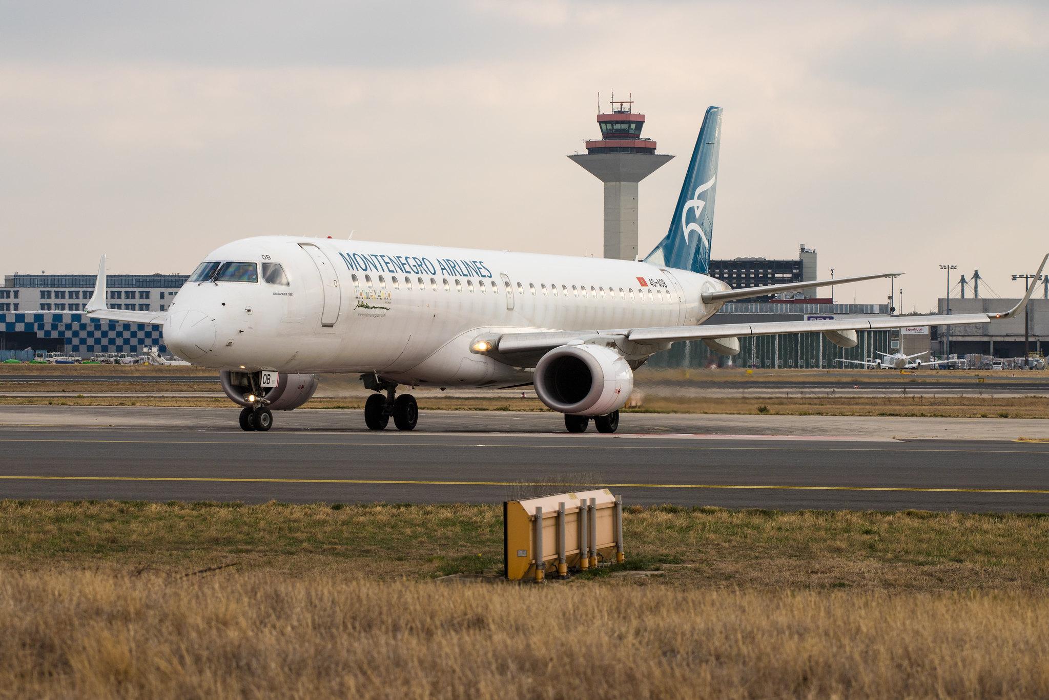 Frankfurt Airport: Montenegro Airlines (YM / MGX) |  Embraer E195LR E195 | 4O-AOB | MSN 19000283