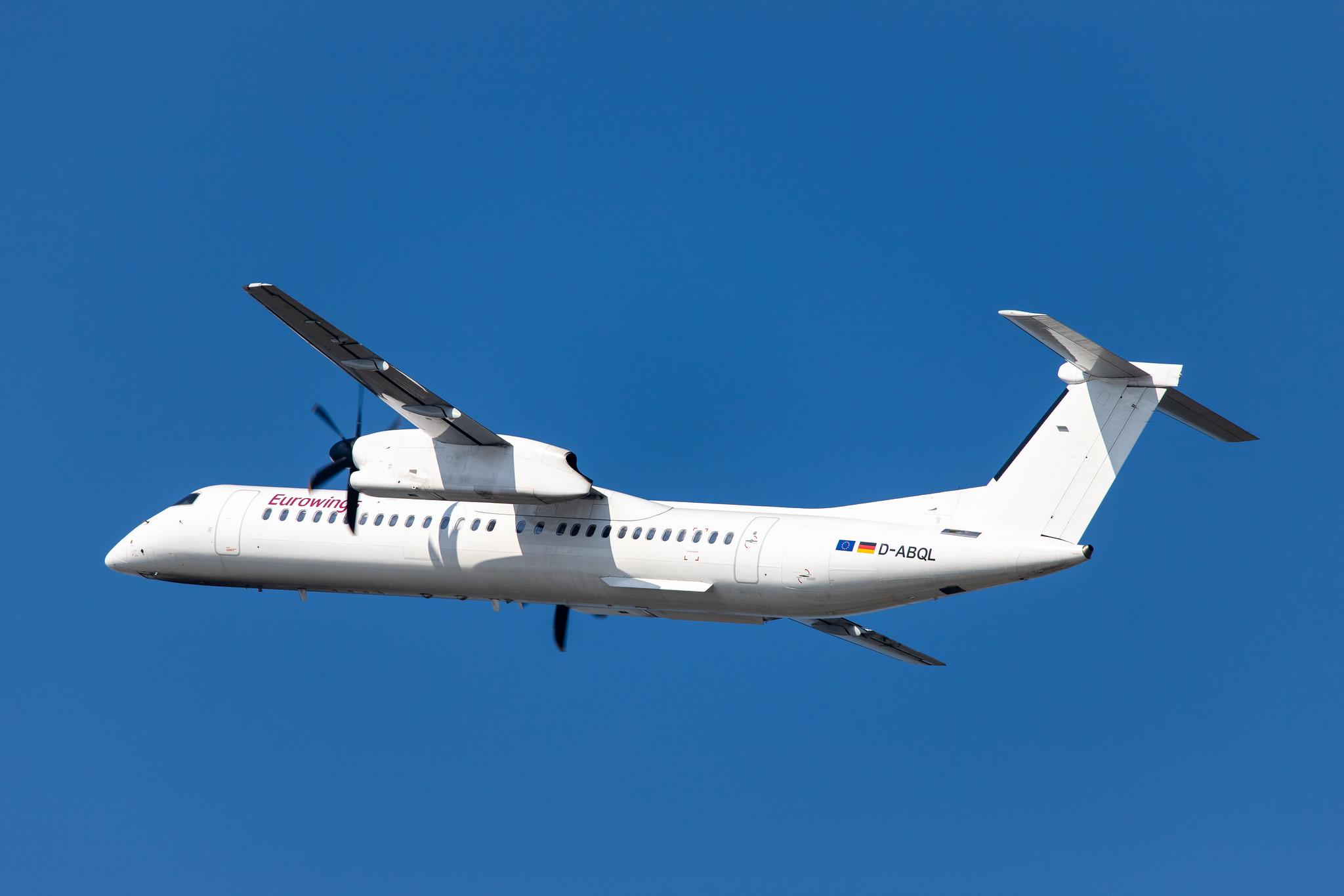 Düsseldorf Airport: Eurowings (EW / EWG) | Operator: Luftfahrtgesellschaft Walter |  De Havilland Canada Dash 8-400 DH8D | D-ABQL | MSN 4184