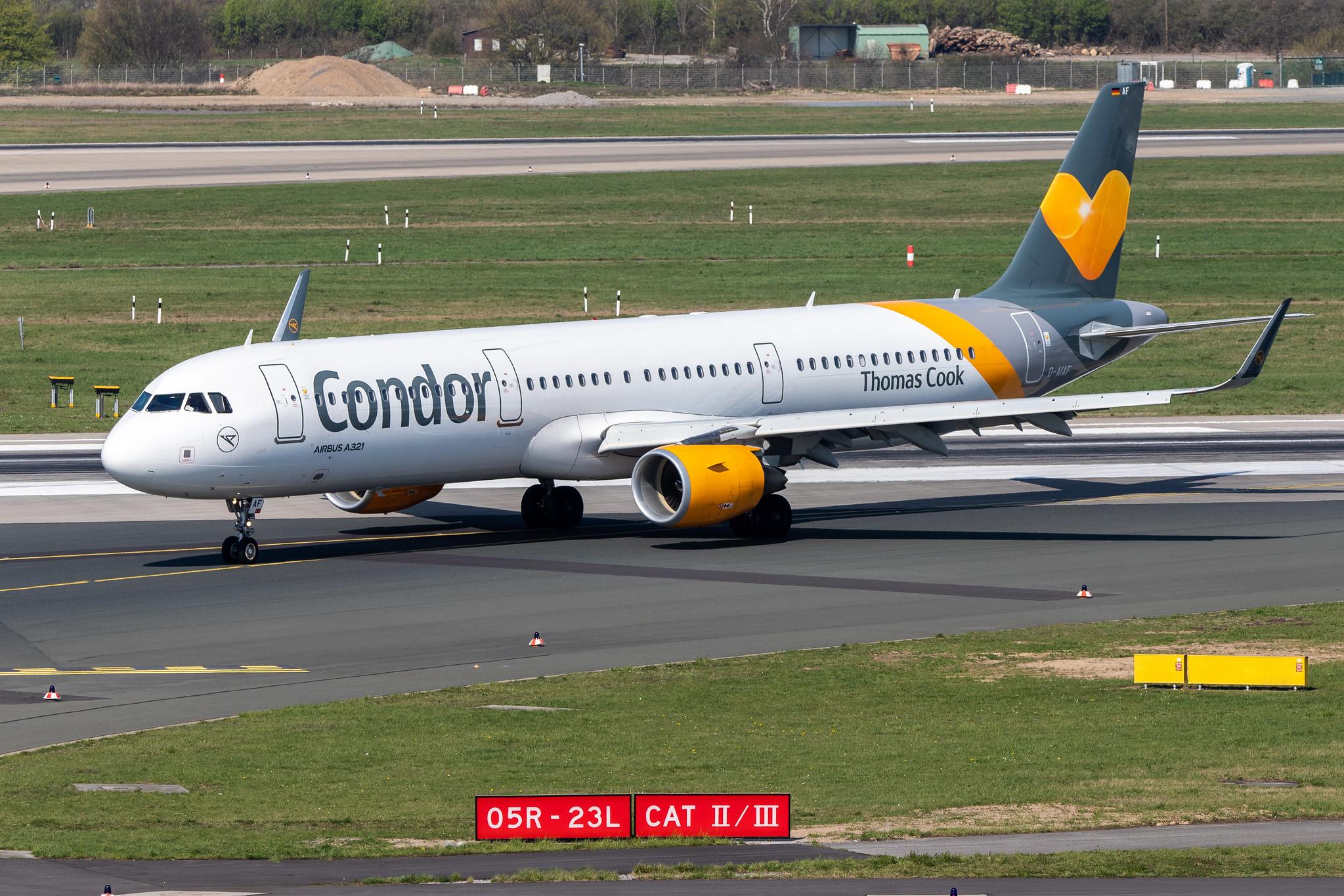 Düsseldorf Airport: Condor (DE / CFG) | Operator: Thomas Cook Aviation |  Airbus A321-211 A321 | D-AIAF | MSN 6459