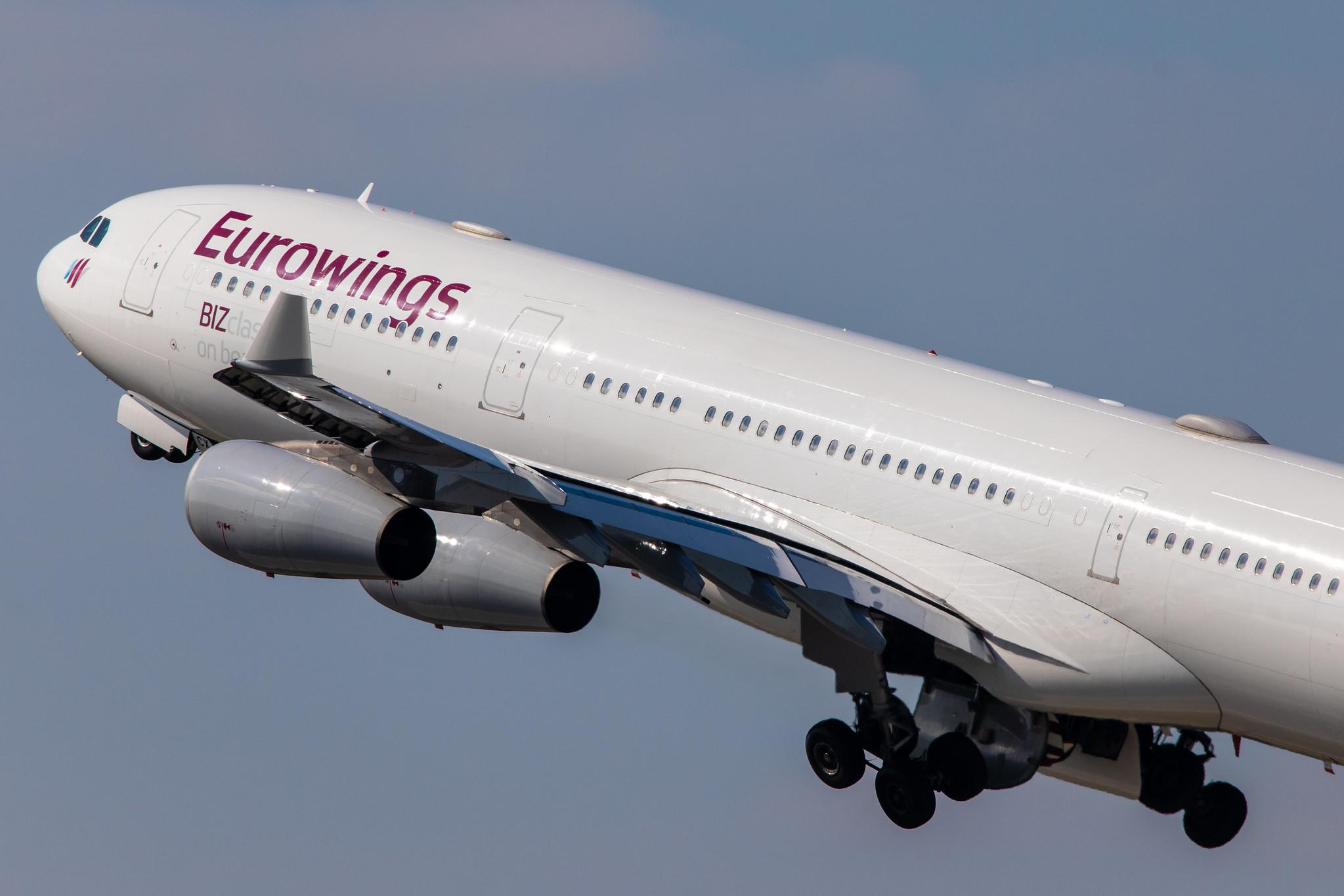 Düsseldorf Airport: Eurowings (EW / EWG) | Operator: Brussels Airlines |  Airbus A340-313 A343 | OO-SCW | MSN 0335