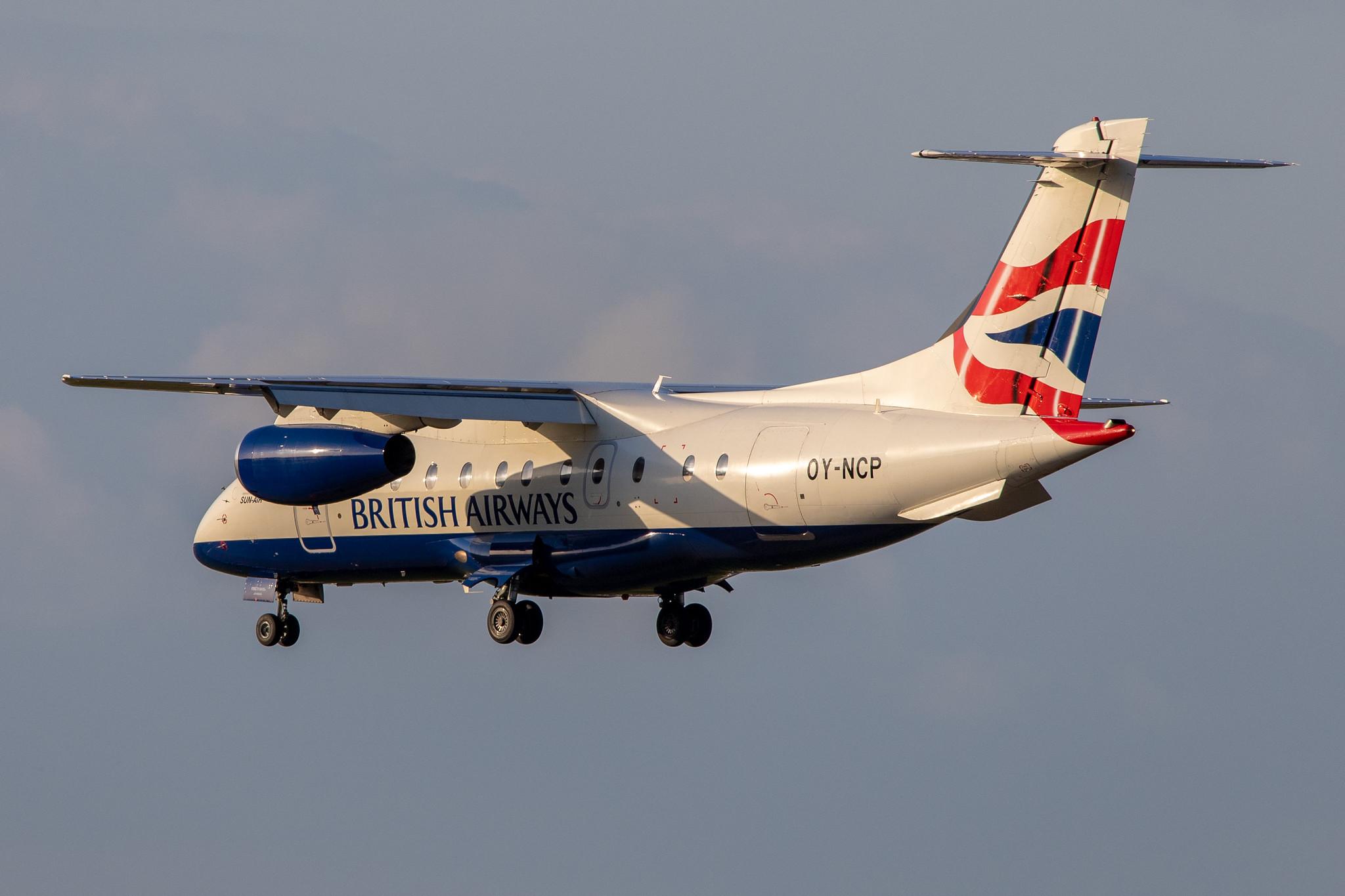 Hamburg Airport: British Airways (BA / BAW) | Operator: Sun-Air |  Dornier 328-300 J328 | OY-NCP | MSN 3219