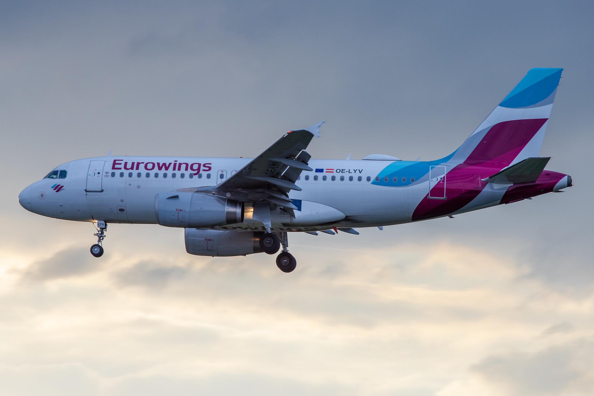 Hamburg Airport: Eurowings (EW / EWG) | Operator: Eurowings Europe |  Airbus A319-132 A319 | OE-LYV | MSN 5043