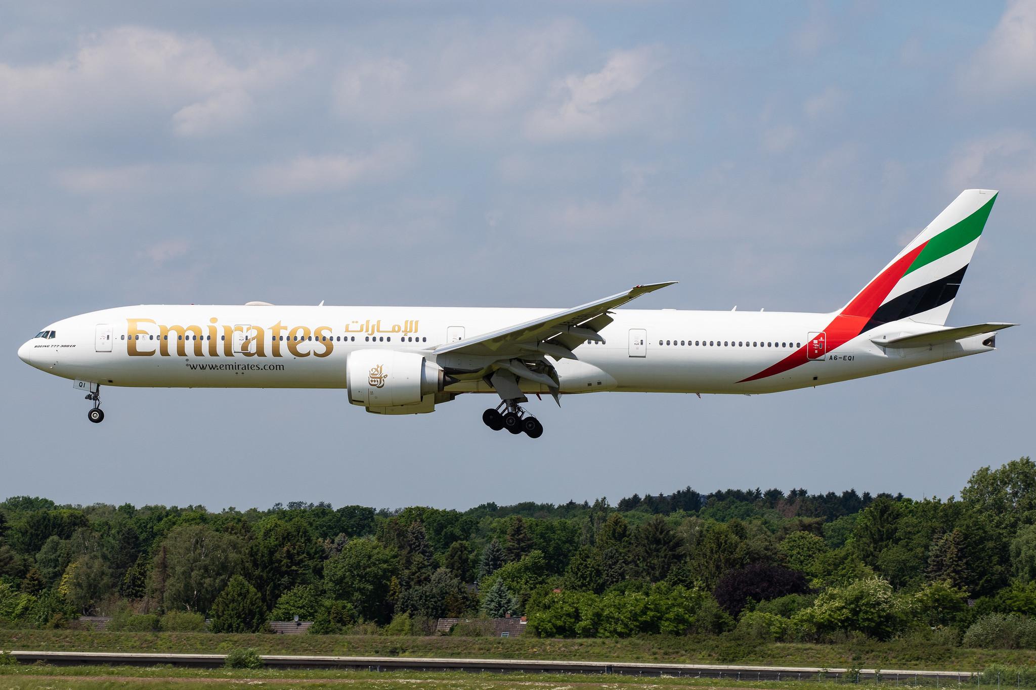 Hamburg Airport: Emirates (EK / UAE) |  Boeing 777-31H(ER) B77W | A6-EQI | MSN 42354