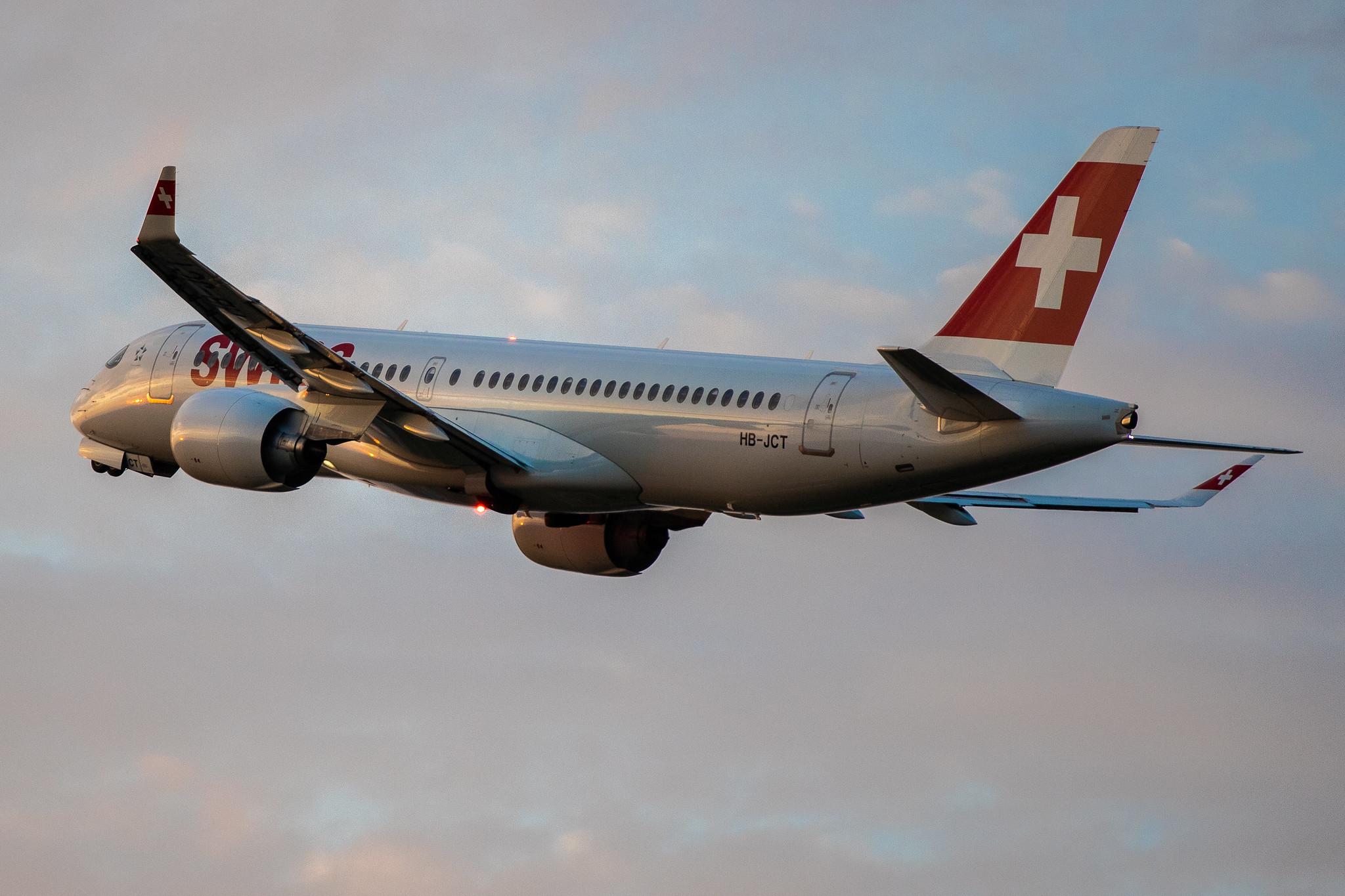 Hamburg Airport: Swiss (LX / SWR) |  Airbus A220-300 BCS3 | HB-JCT | MSN 55046