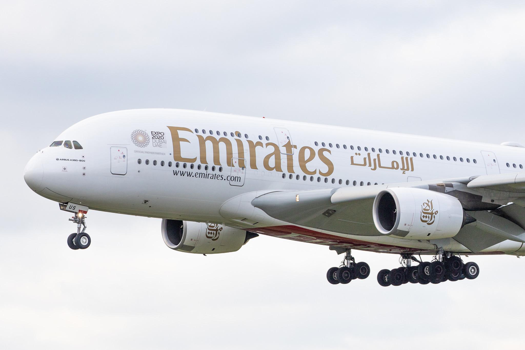 Hamburg Airport (HAM/EDDH): Emirates (EK / UAE) |  Airbus A380-842 A388 | A6-EUS | MSN 234