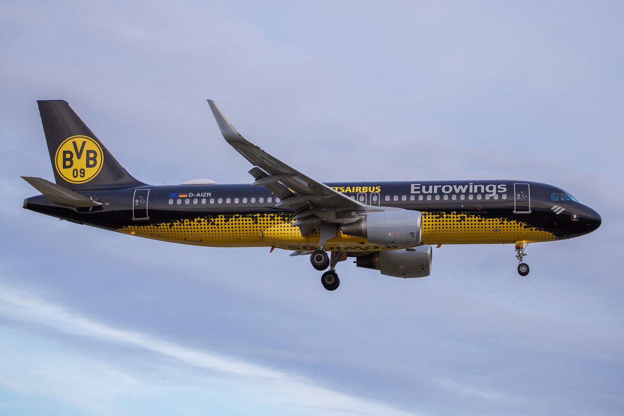 Hamburg Airport: Eurowings (EW / EWG) |  Livery: Borussia Dortmund Livery |  Airbus A320-214 A320 | D-AIZR | MSN 5525