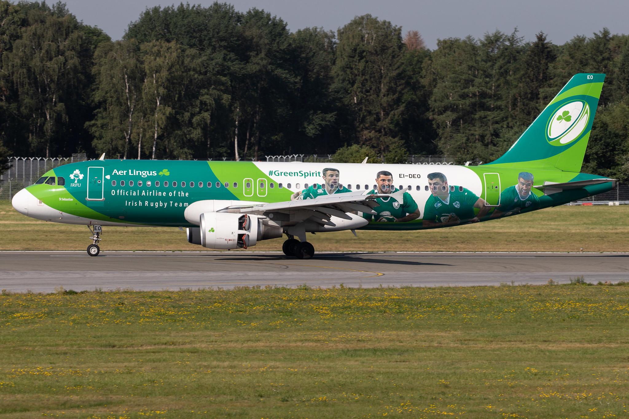 Hamburg Airport: Aer Lingus (EI / EIN) |  Livery: Irish Rugby Team Livery |  Airbus A320-214 A320 | EI-DEO | MSN 2486