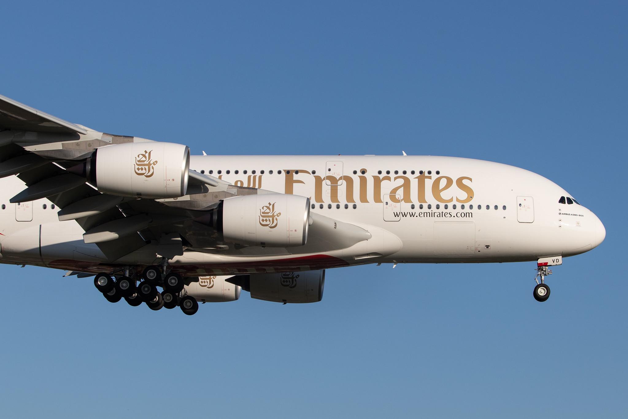 Hamburg Airport: Emirates (EK / UAE) |  Airbus A380-842 A388 | A6-EVD | MSN 249