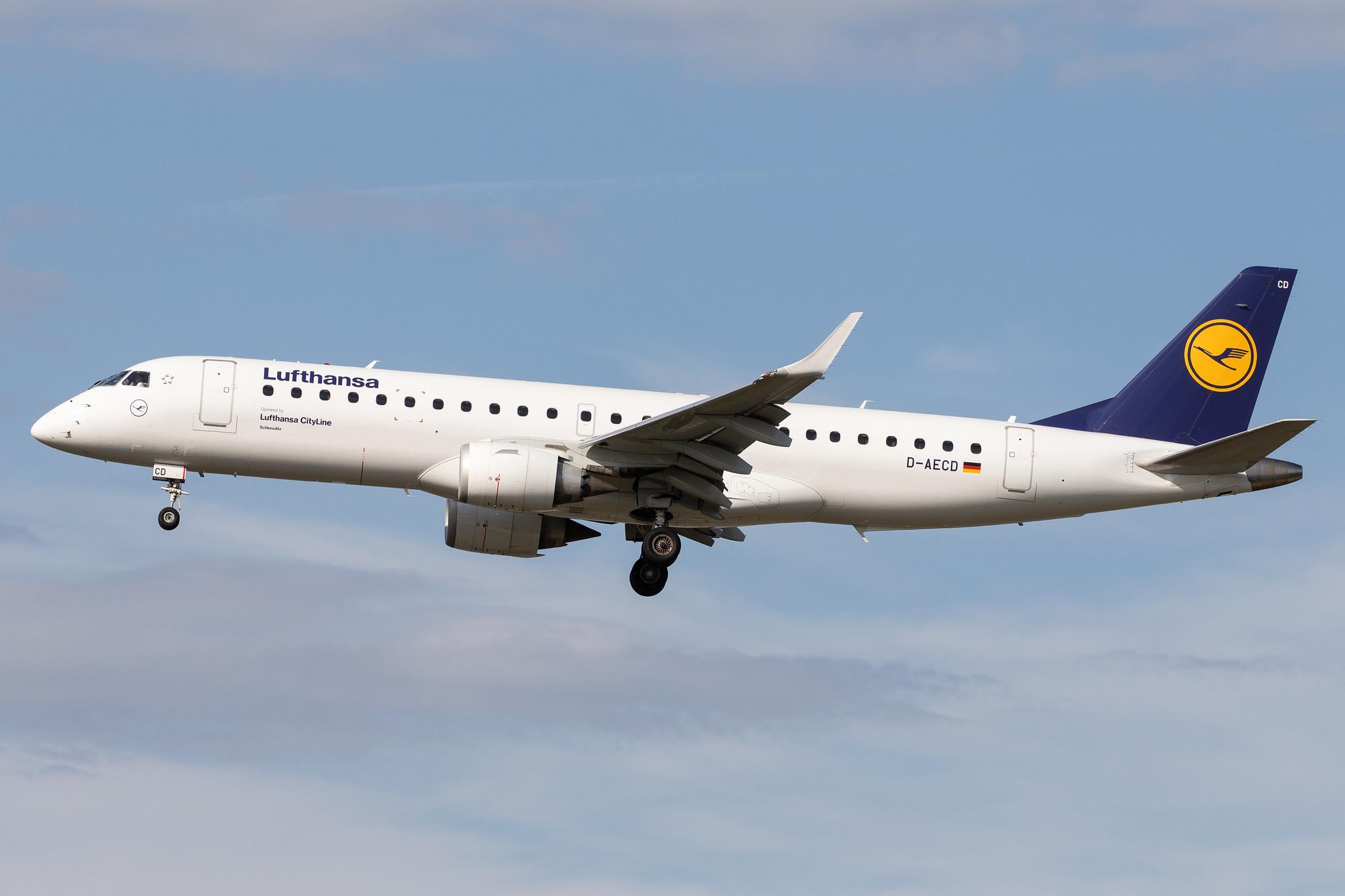 Frankfurt Airport: Lufthansa (LH / DLH) | Operator: Lufthansa CityLine |  Embraer ERJ-190LR E190 | D-AECD | MSN 19000337