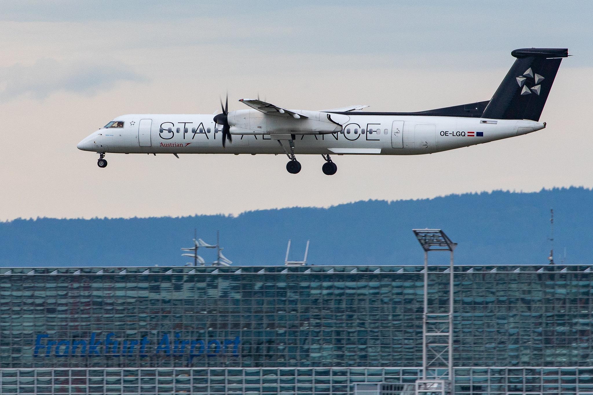 Frankfurt Airport: Austrian Airlines (OS / AUA) |  Livery: Star Alliance Livery |  De Havilland Canada Dash 8-400 DH8D | OE-LGQ | MSN 4003