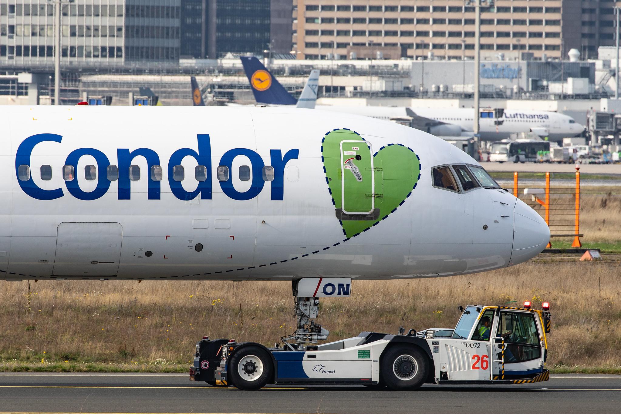 Frankfurt Airport: Condor (DE / CFG) |  Livery: Wir Lieben Fliegen Livery |  Boeing 757-330 B753 | D-ABON | MSN 29023