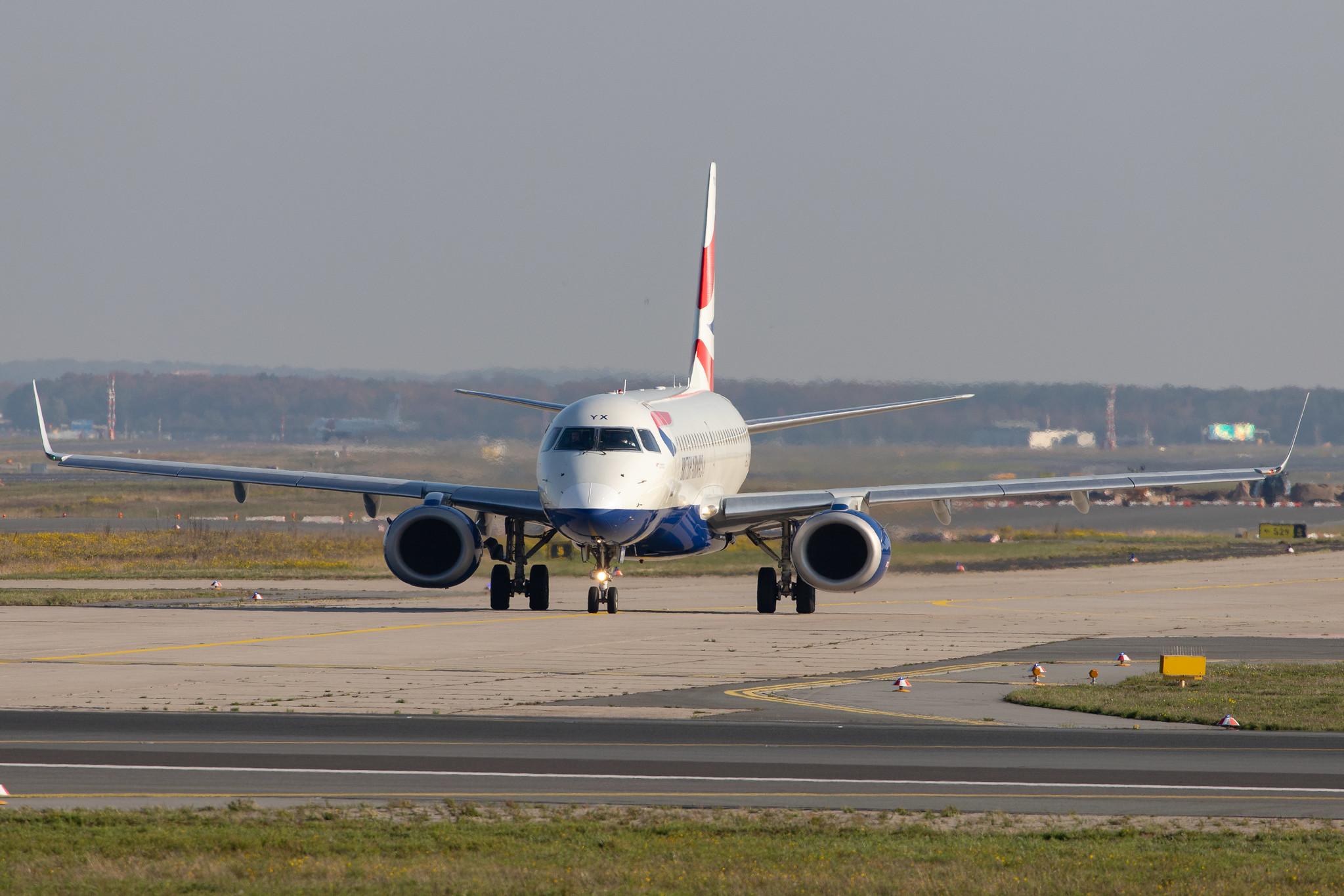 Frankfurt Airport: British Airways (BA / BAW) | Operator: BA CityFlyer |  Embraer ERJ-190SR E190 | G-LCYX | MSN 19000178