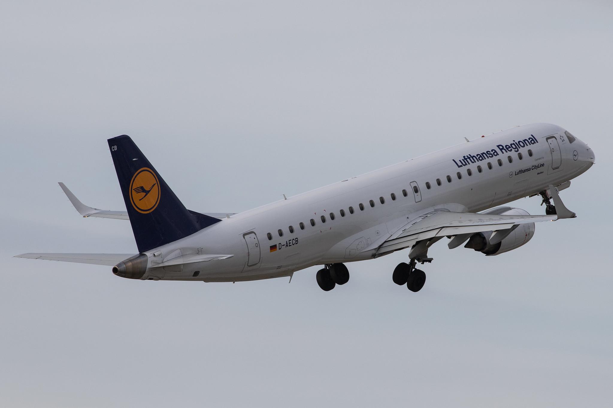 Düsseldorf Airport: Lufthansa (LH / DLH) | Operator: Lufthansa CityLine |  Embraer ERJ-190LR E190 | D-AECB | MSN 19000332