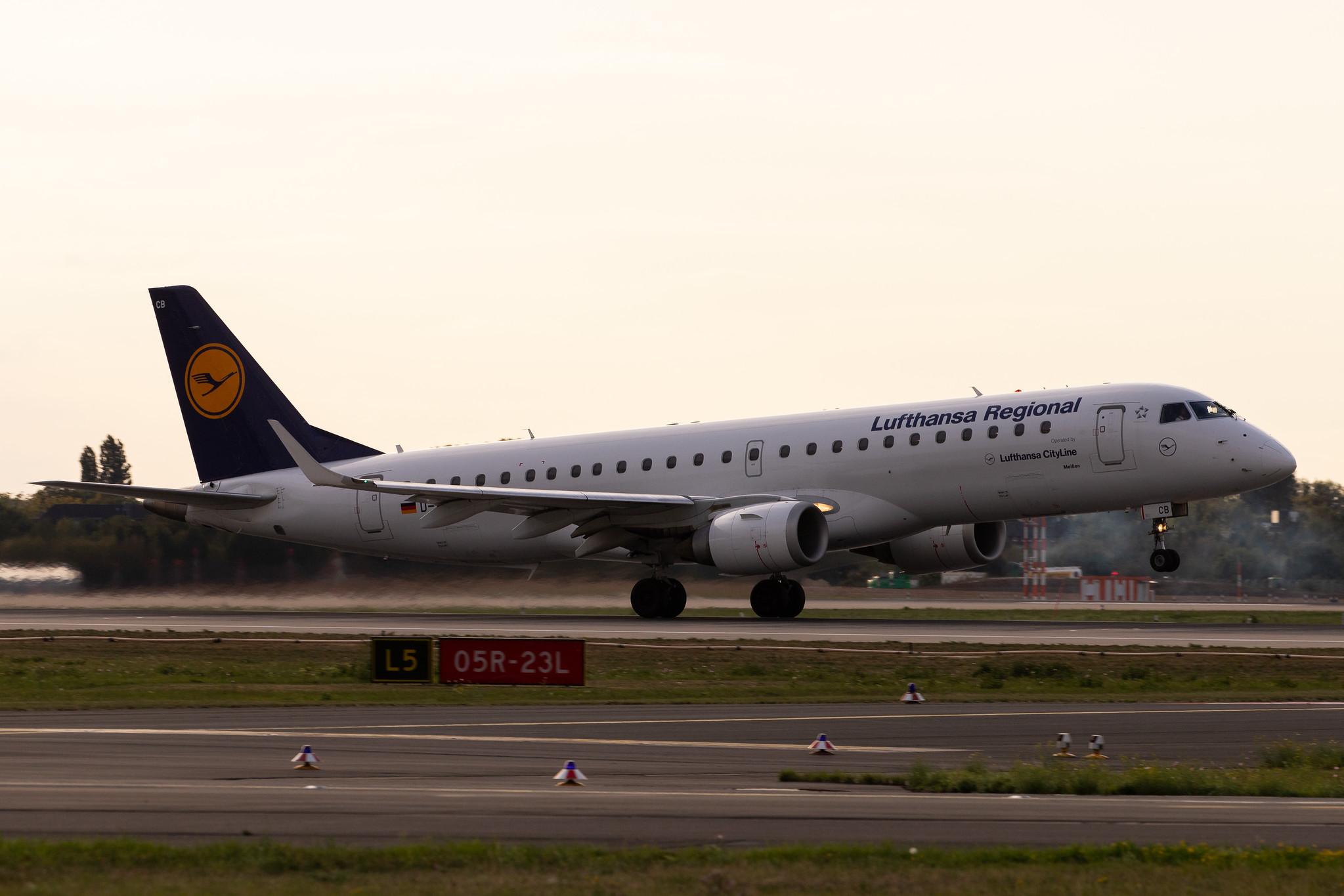 Düsseldorf Airport: Lufthansa (LH / DLH) | Operator: Lufthansa CityLine |  Embraer ERJ-190LR E190 | D-AECB | MSN 19000332