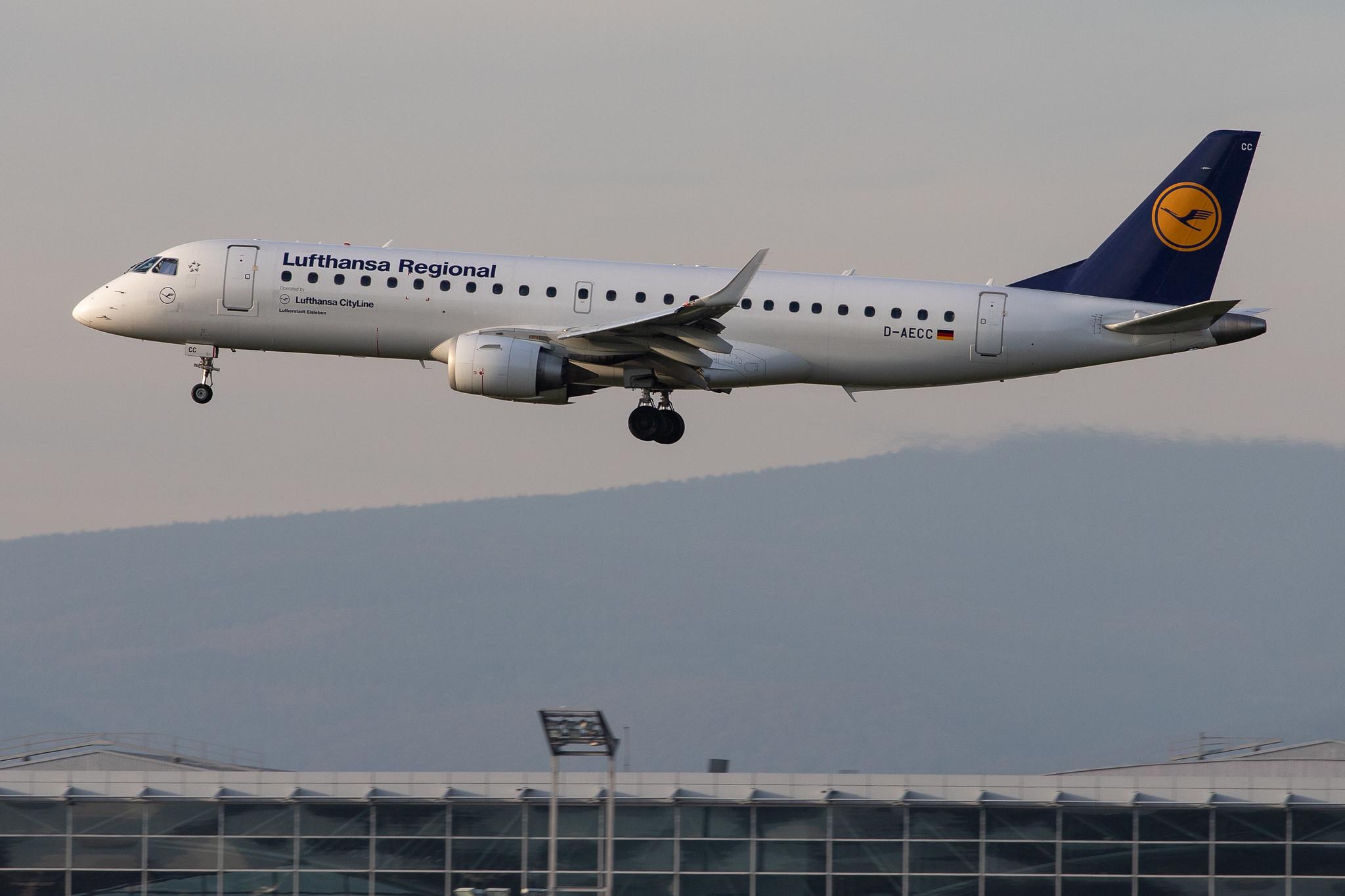 Frankfurt Airport: Lufthansa (LH / DLH) | Operator: Lufthansa CityLine |  Embraer ERJ-190LR E190 | D-AECC | MSN 19000333