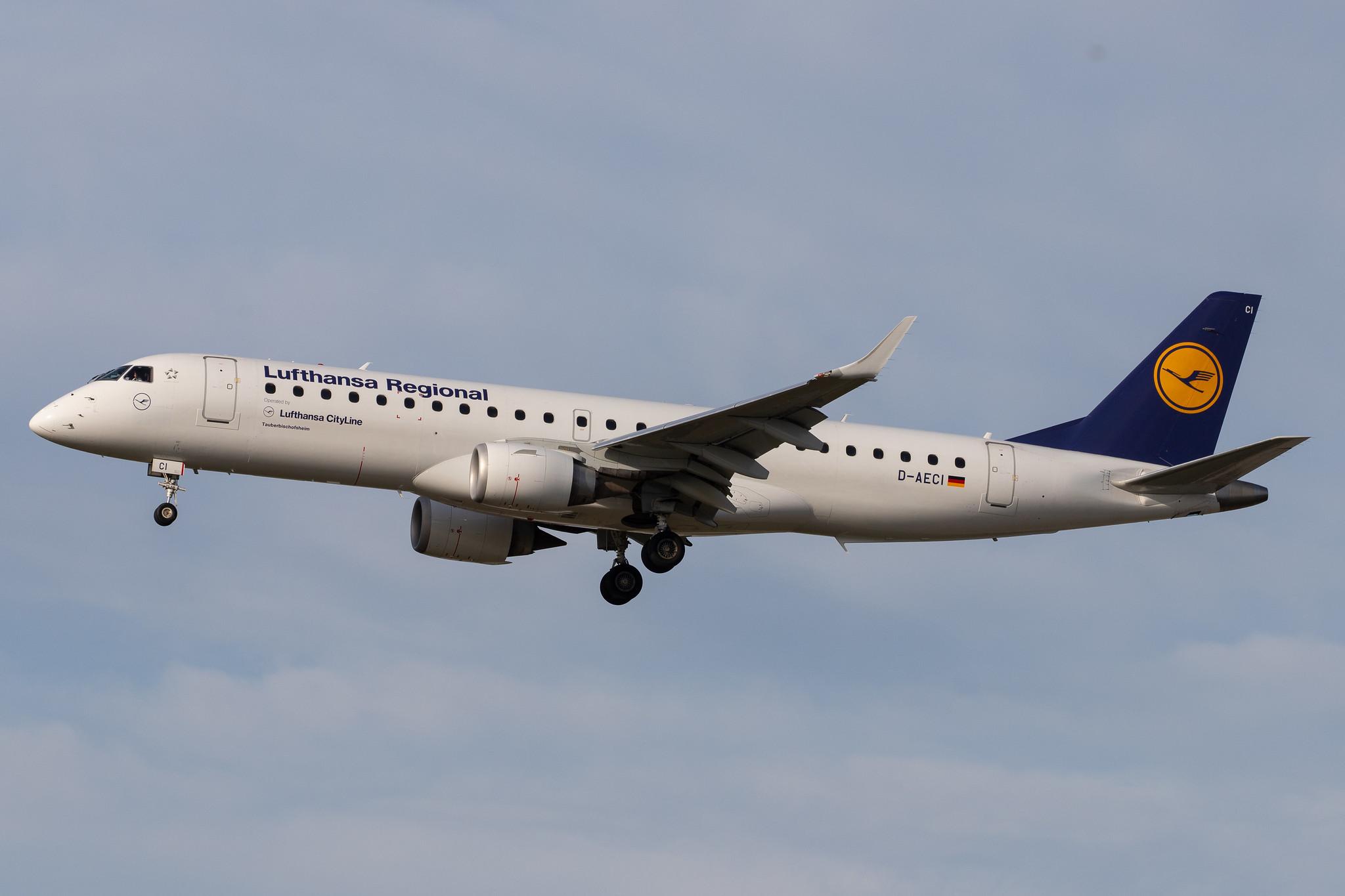 Frankfurt Airport: Lufthansa (LH / DLH) | Operator: Lufthansa CityLine |  Embraer ERJ-190LR E190 | D-AECI | MSN 19000381
