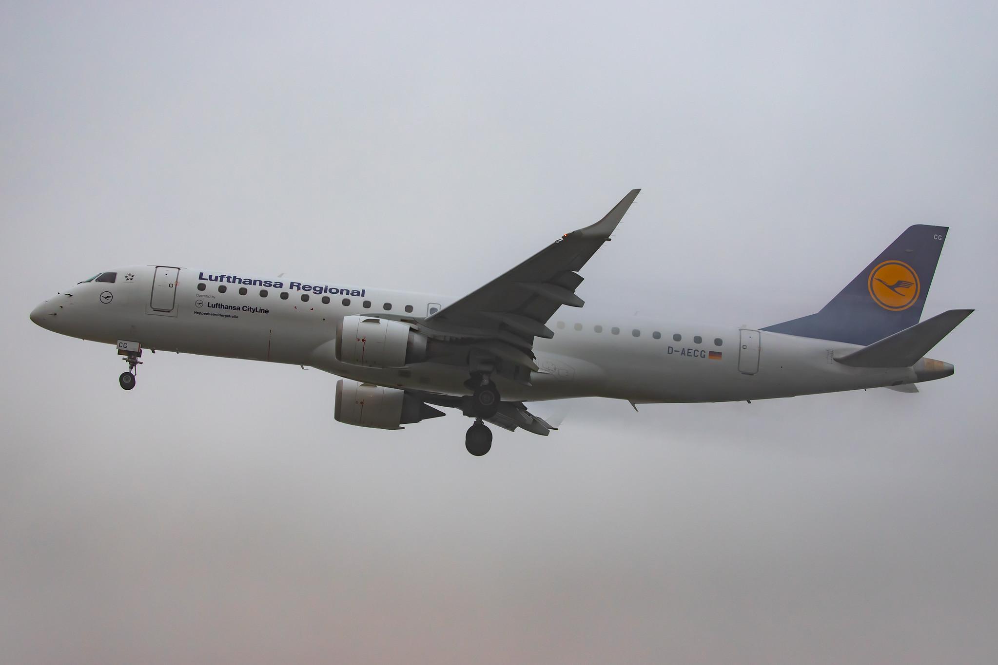 Frankfurt Airport: Lufthansa (LH / DLH) | Operator: Lufthansa CityLine |  Embraer ERJ-190LR E190 | D-AECG | MSN 19000368
