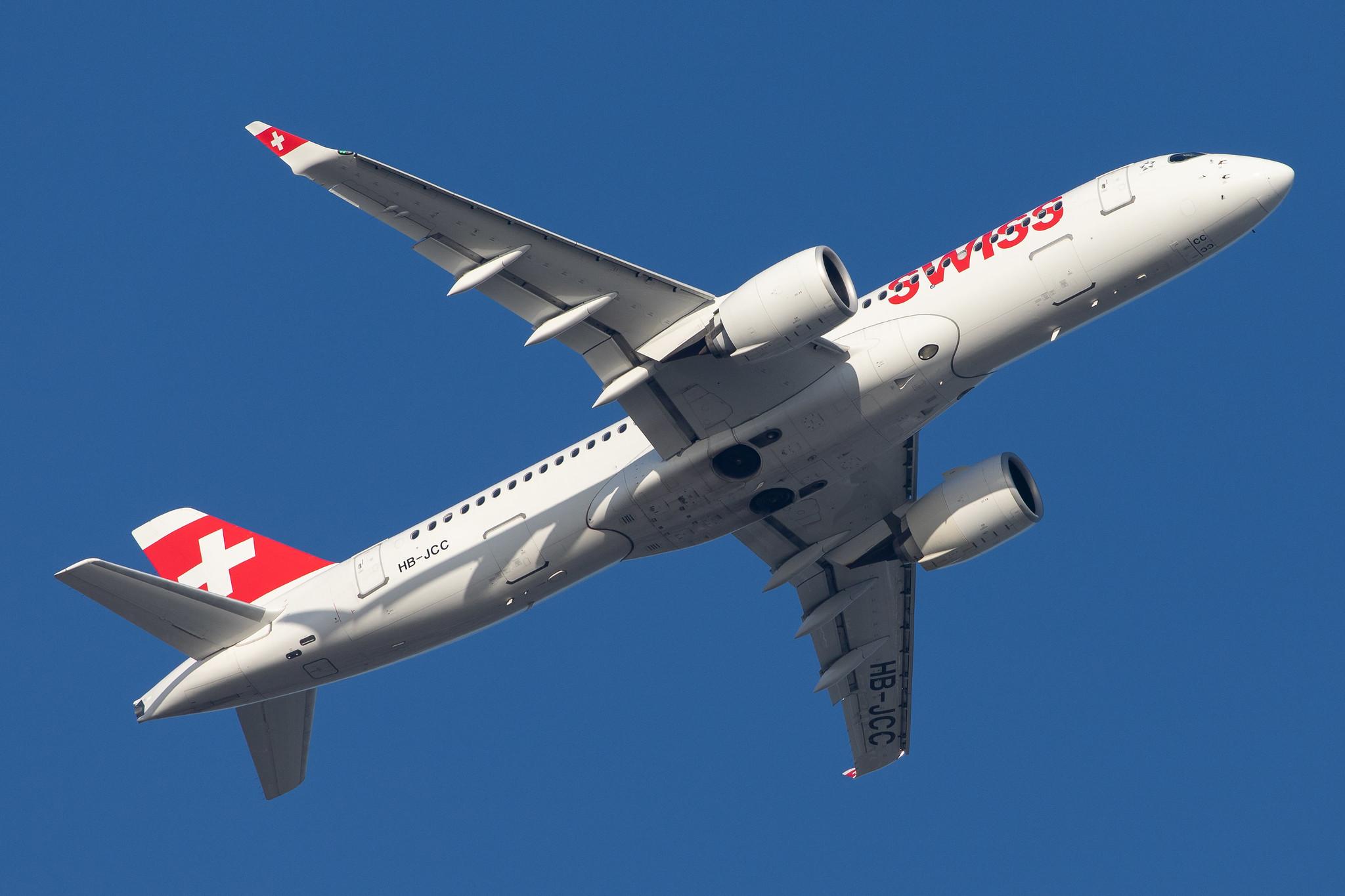 London Heathrow Airport: Swiss (LX / SWR) |  Airbus A220-300 BCS3 | HB-JCC | MSN 55012