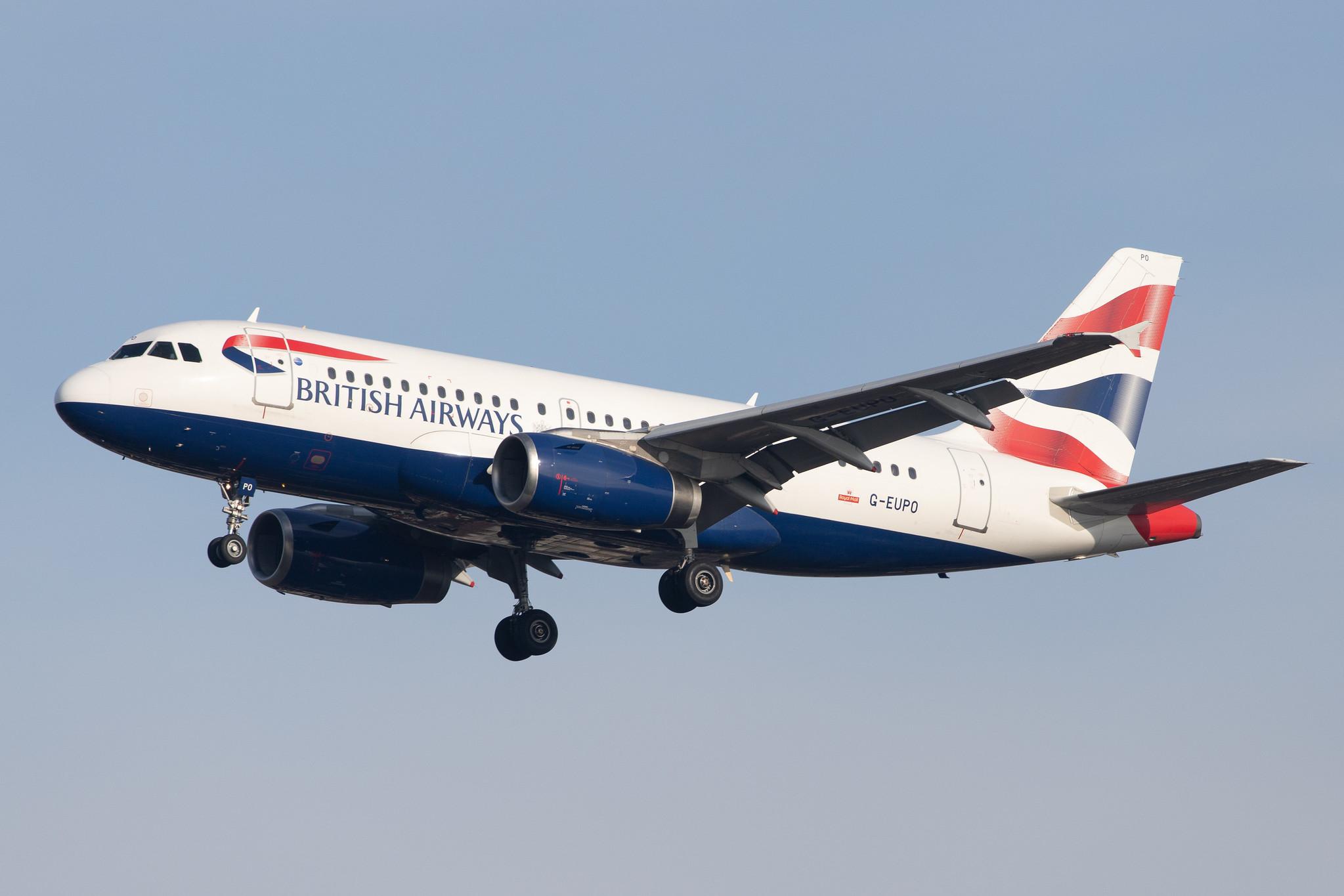 London Heathrow Airport: British Airways (BA / BAW) |  Airbus A319-131 A319 | G-EUPO | MSN 1279