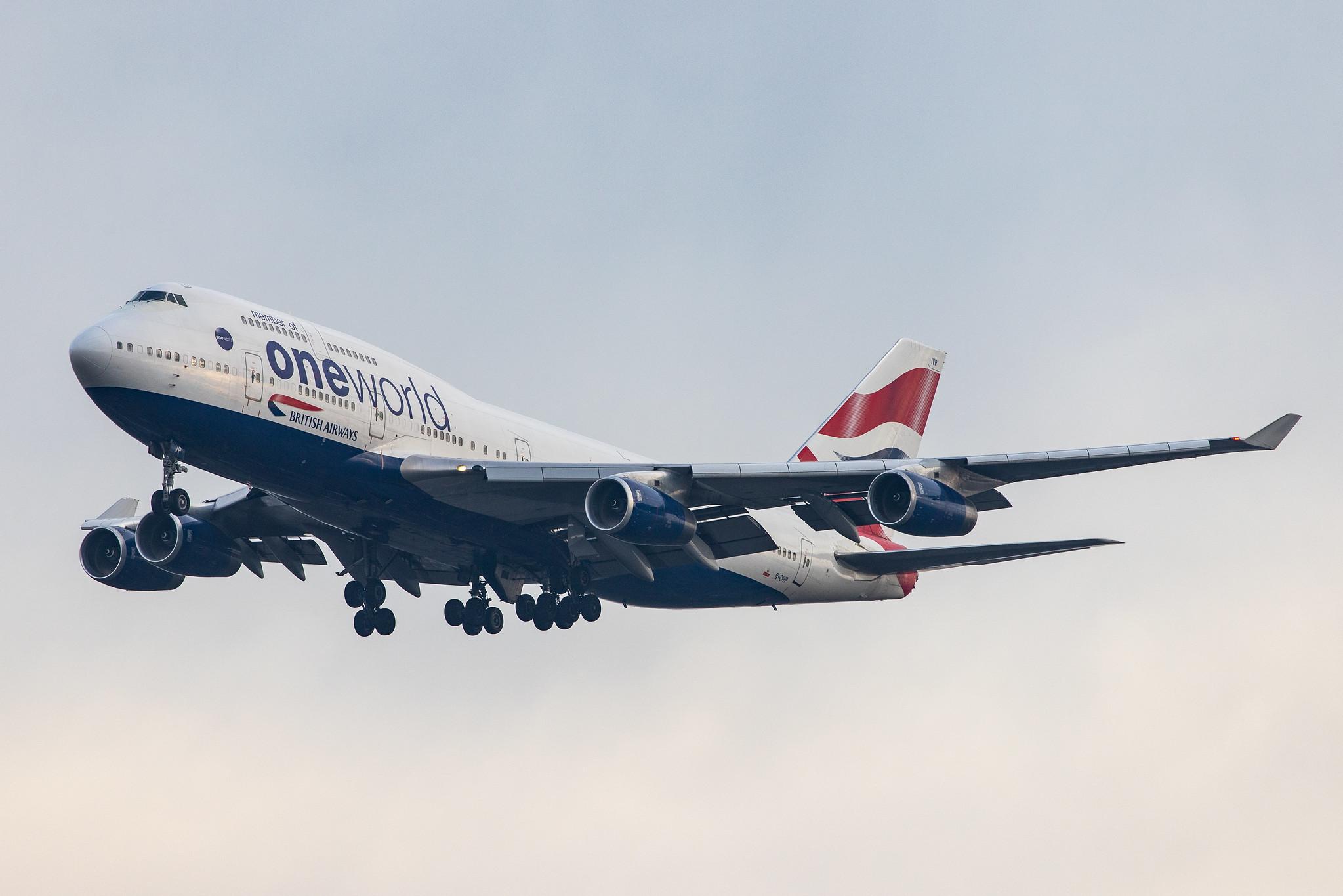 London Heathrow Airport: British Airways (BA / BAW) |  Livery: Oneworld livery |  Boeing 747-436 B744 | G-CIVP | MSN 28850