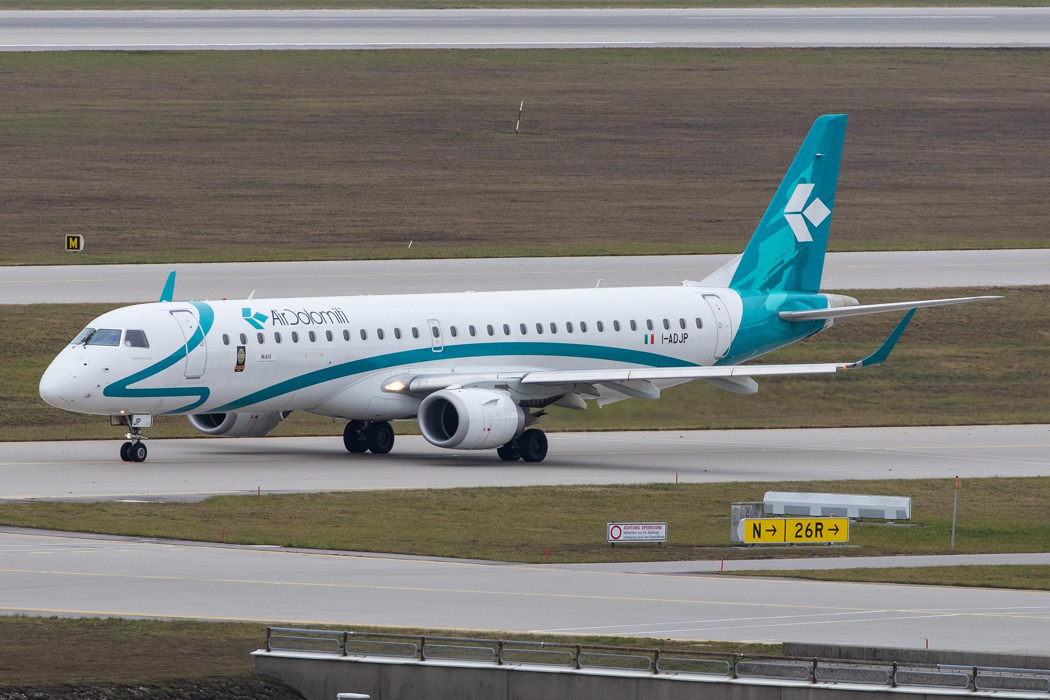 Munich Airport: Air Dolomiti (EN / DLA) |  Embraer E195LR E195 | I-ADJP | MSN 19000578