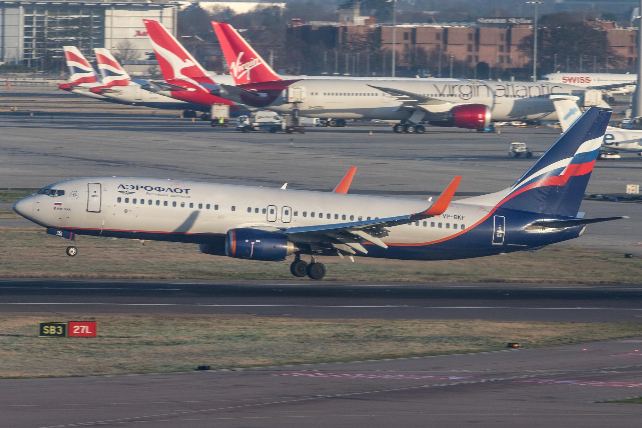 London Heathrow Airport: Aeroflot (SU / AFL) |  Boeing 737-8MC B738 | VP-BKF | MSN 44440
