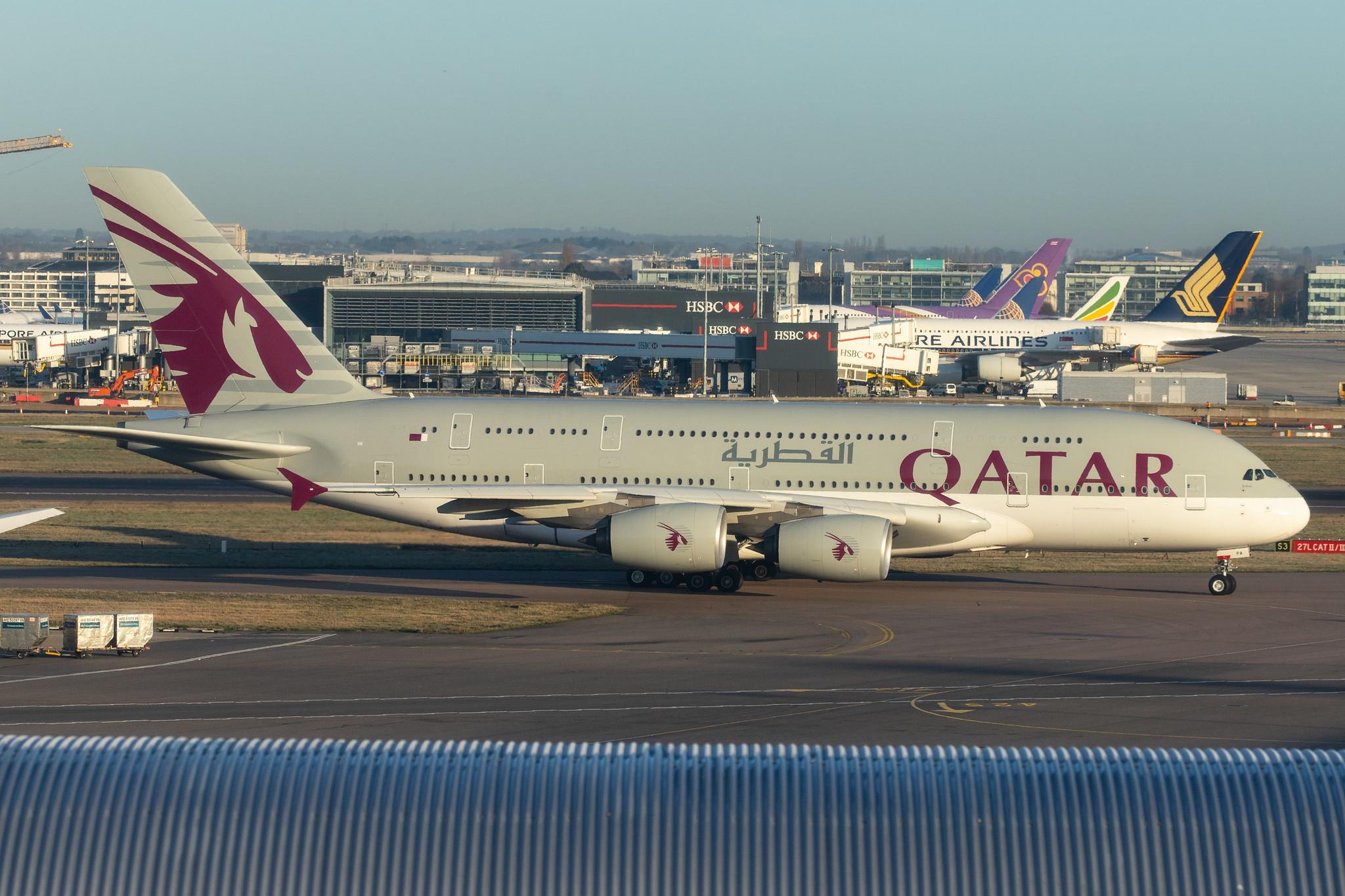 London Heathrow Airport: Qatar Airways (QR / QTR) |  Airbus A380-861 A388 | A7-APA | MSN 137