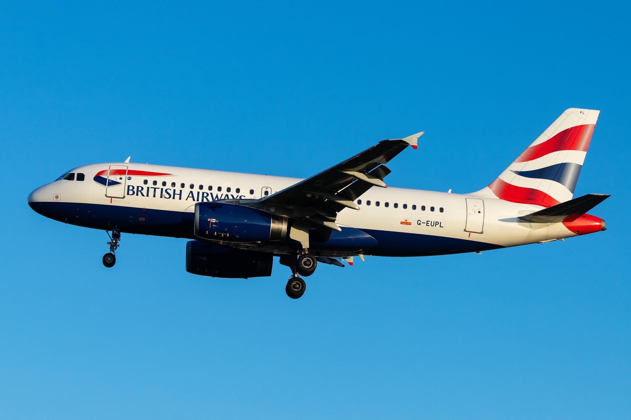 London Heathrow Airport: British Airways (BA / BAW) |  Airbus A319-131 A319 | G-EUPL | MSN 1239