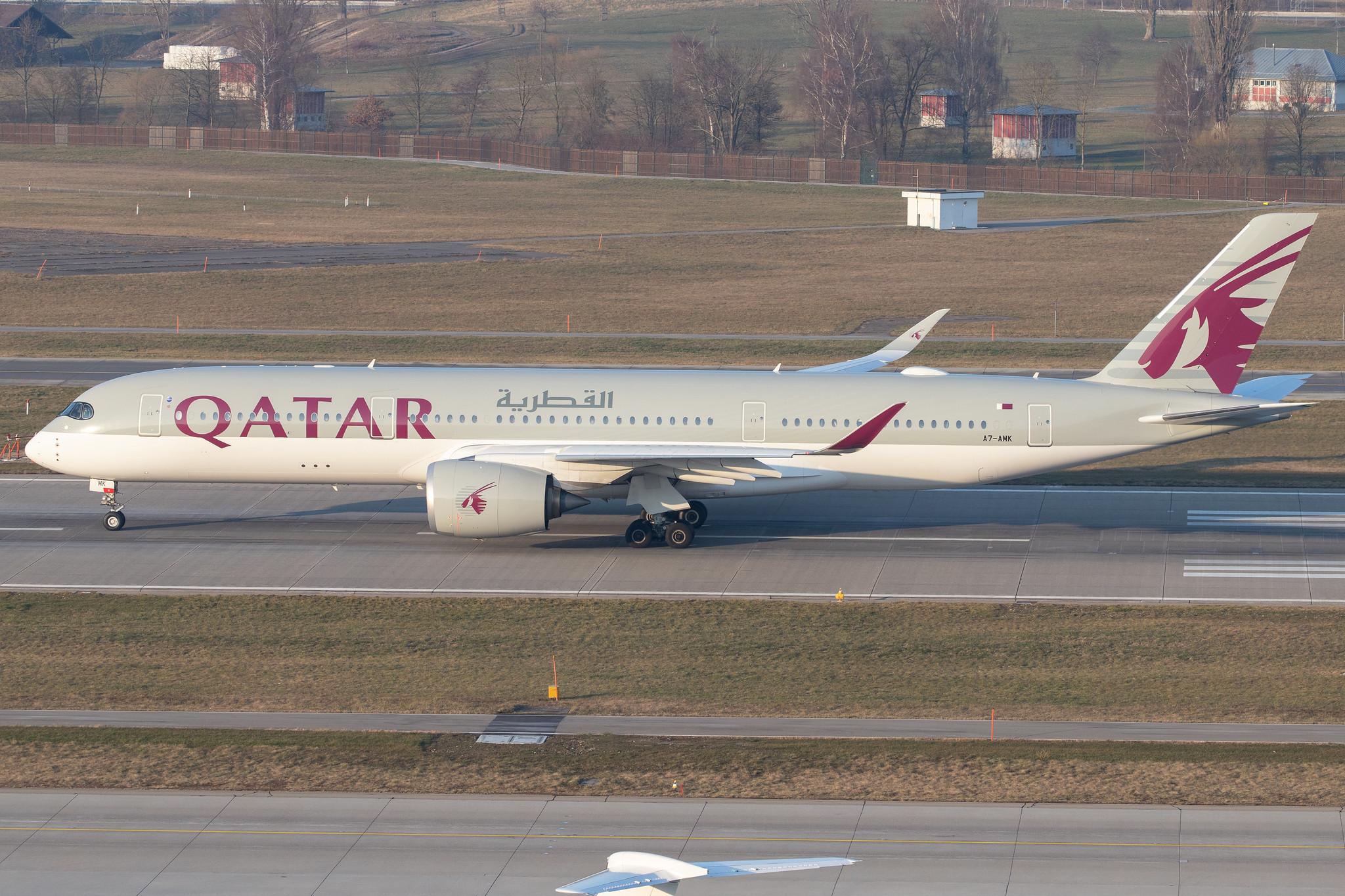 Flughafen Zürich: Qatar Airways (QR / QTR) |  Airbus A350-941 A359 | A7-AMK | MSN 249