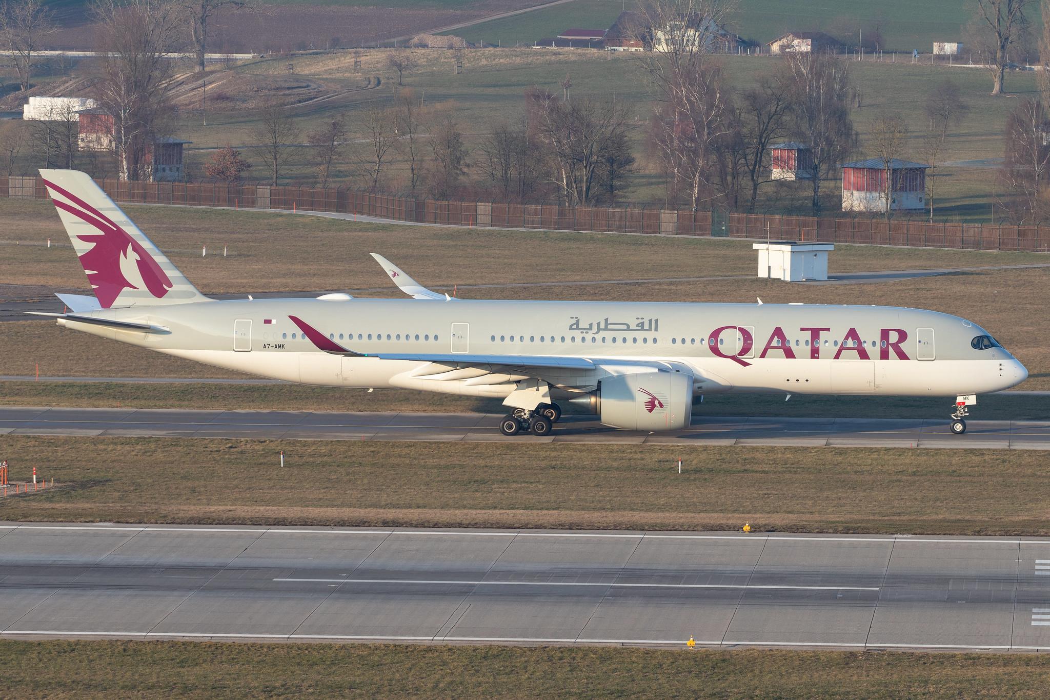 Flughafen Zürich: Qatar Airways (QR / QTR) |  Airbus A350-941 A359 | A7-AMK | MSN 249