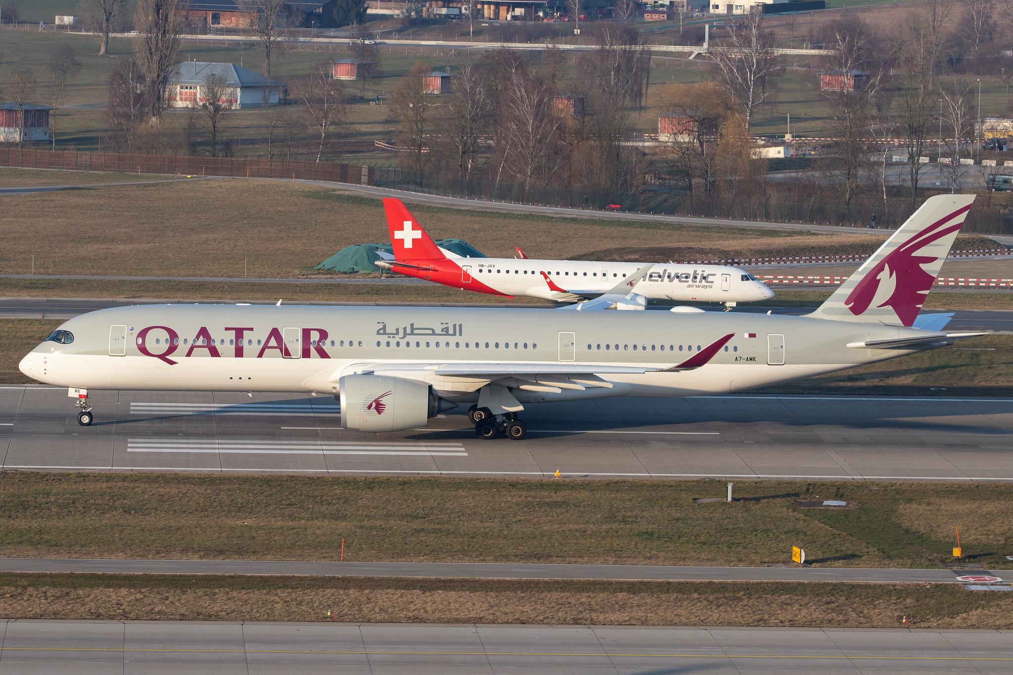 Flughafen Zürich: Qatar Airways (QR / QTR) |  Airbus A350-941 A359 | A7-AMK | MSN 249