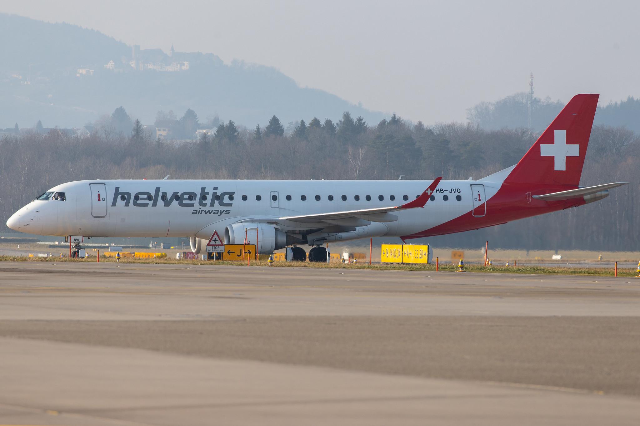 Flughafen Zürich: Helvetic Airways (2L / OAW) |  Embraer E190LR E190 | HB-JVQ | MSN 19000420