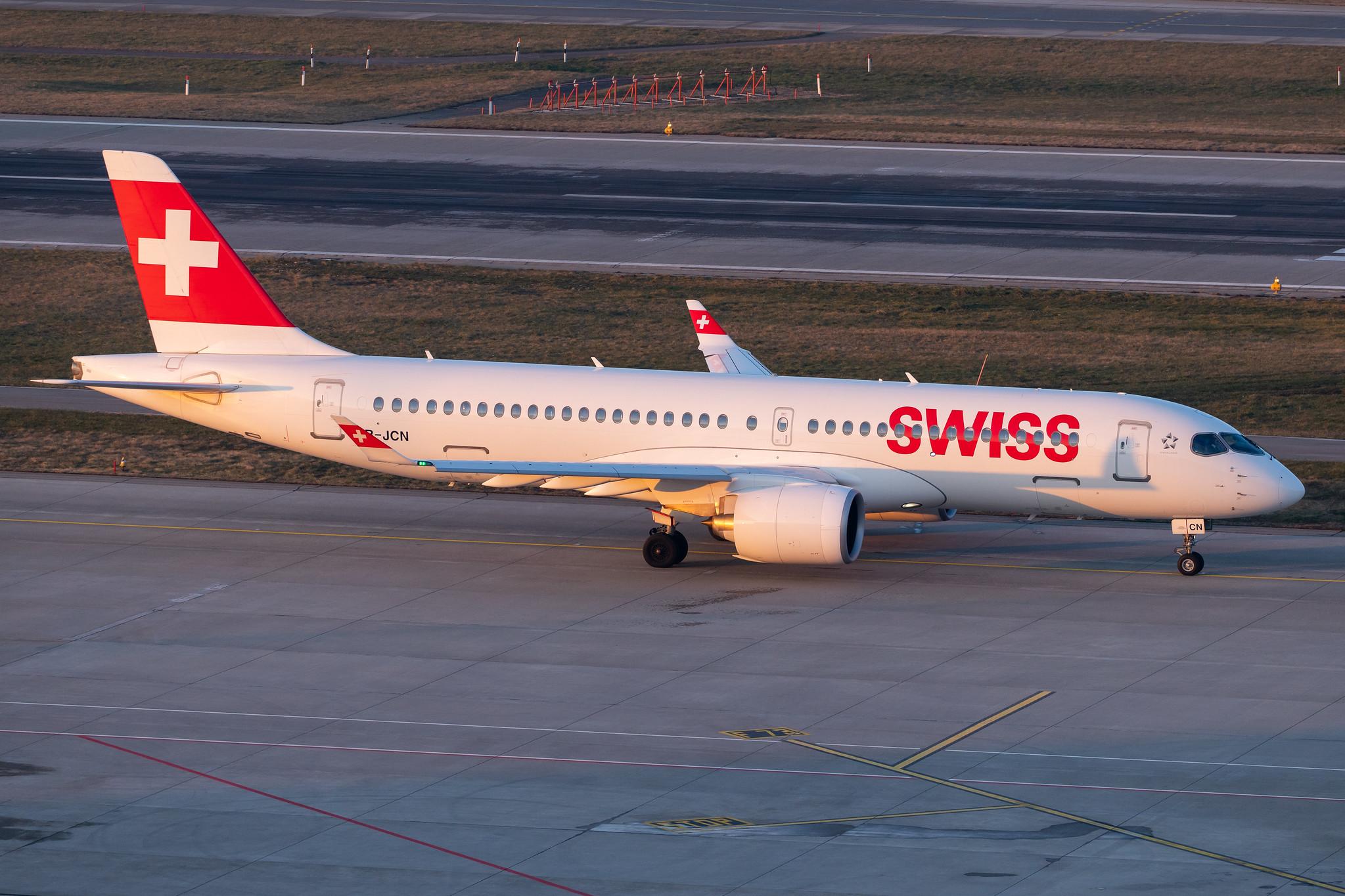Flughafen Zürich: Swiss (LX / SWR) |  Airbus A220-300 BCS3 | HB-JCN | MSN 55032