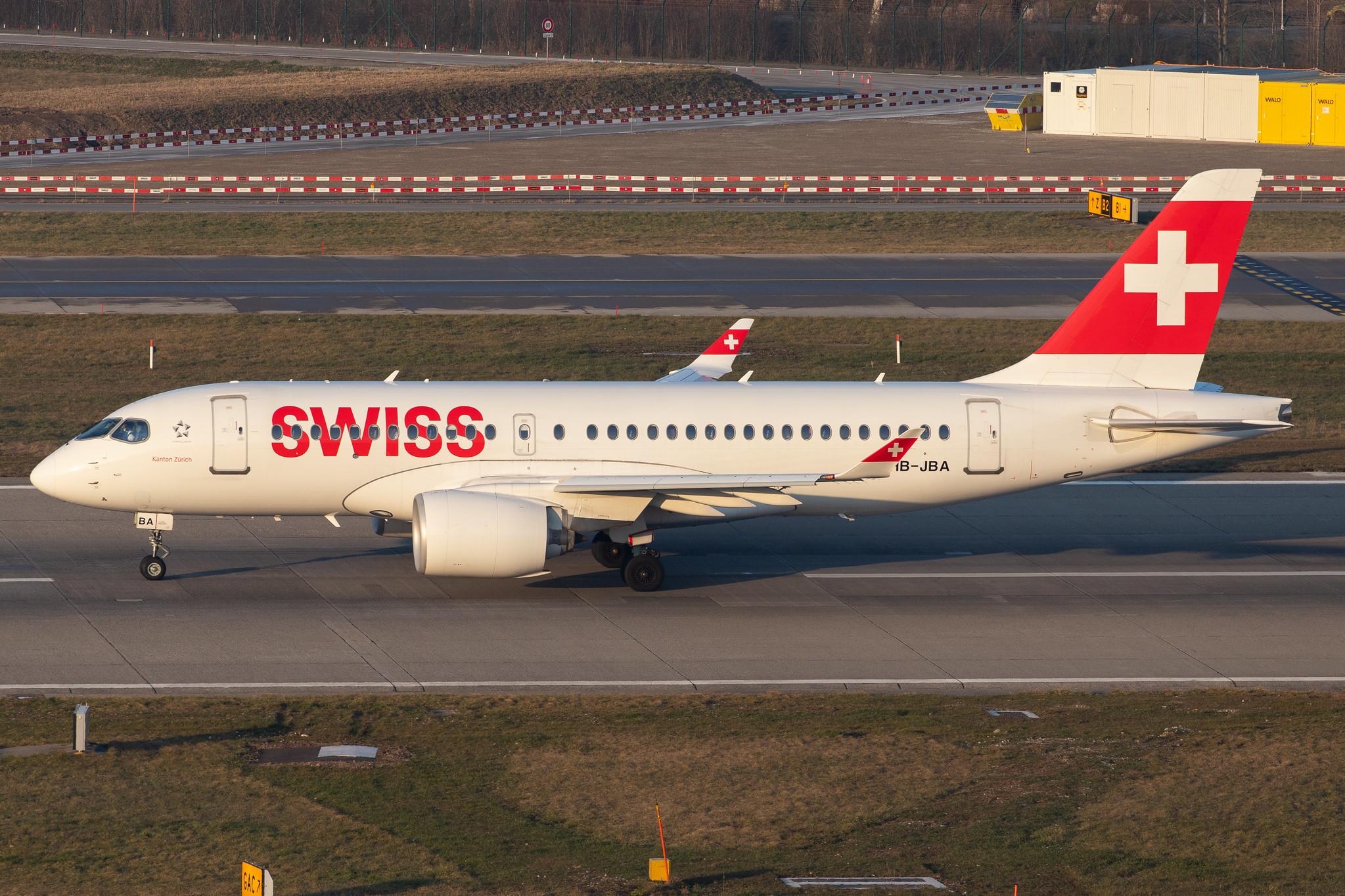 Flughafen Zürich: Swiss (LX / SWR) |  Airbus A220-100 BCS1 | HB-JBA | MSN 50010