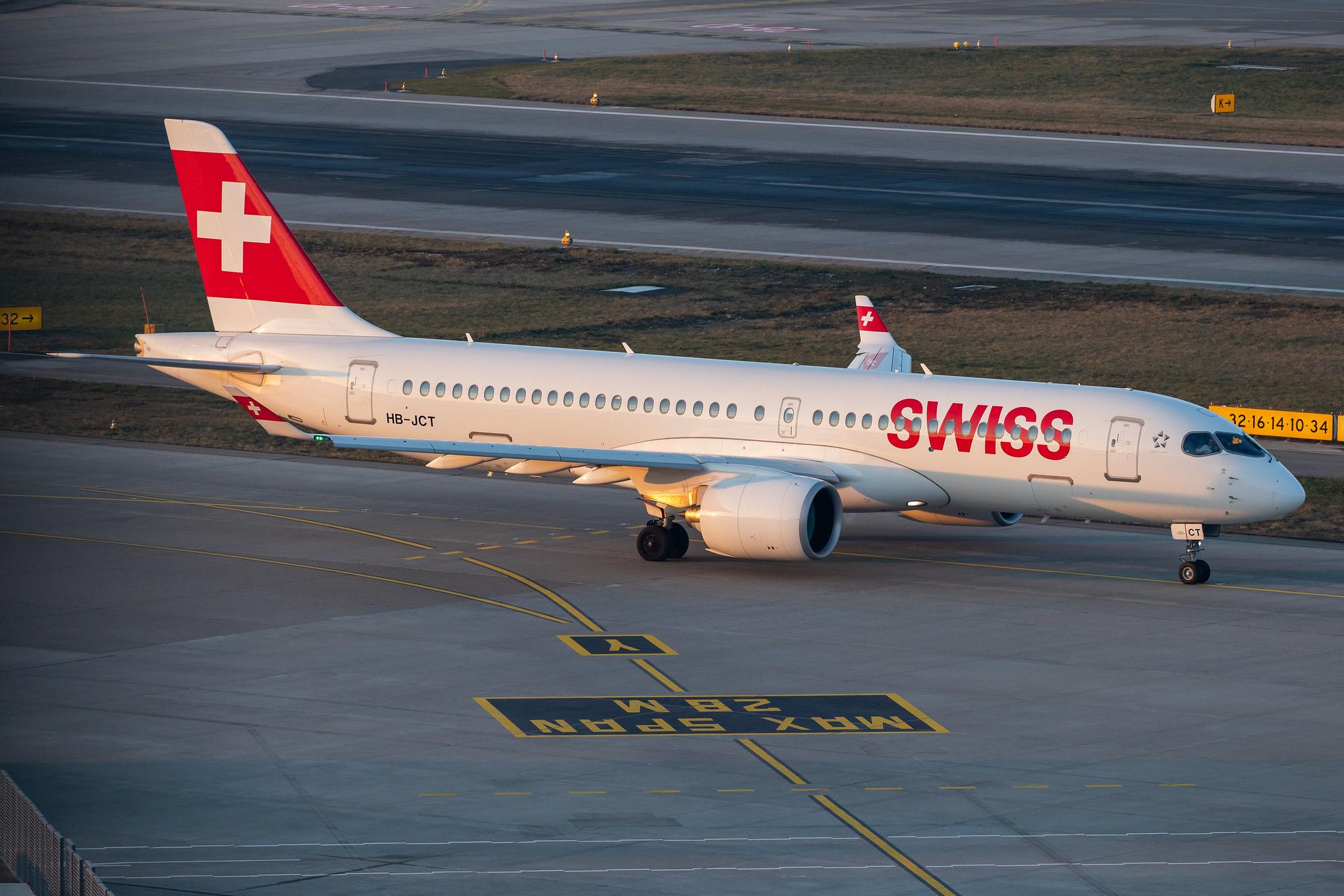 Flughafen Zürich: Swiss (LX / SWR) |  Airbus A220-300 BCS3 | HB-JCT | MSN 55046