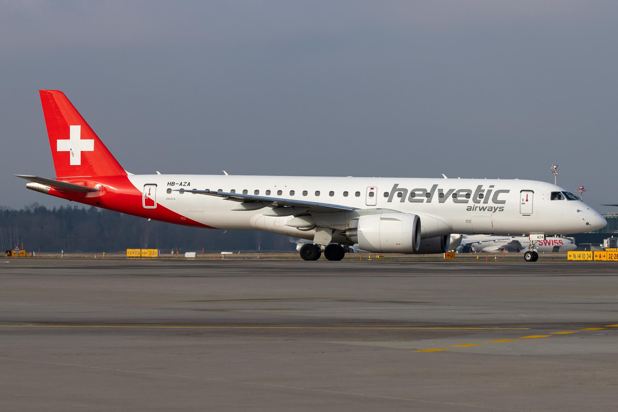 Flughafen Zürich: Helvetic Airways (2L / OAW) |  Embraer E190LR E190 | HB-JVQ | MSN 19000420