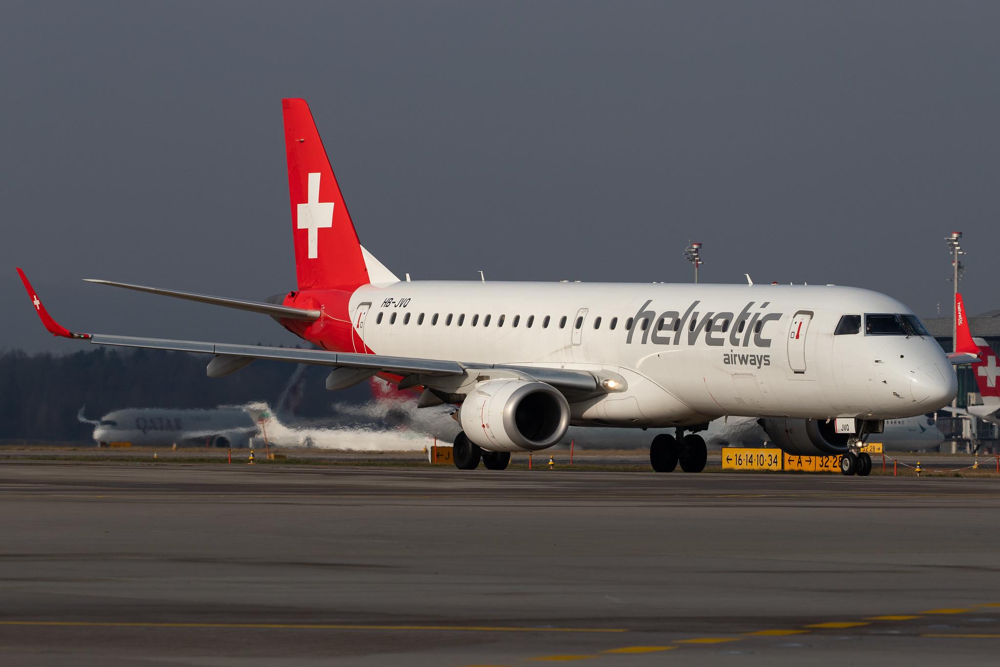 Flughafen Zürich: Helvetic Airways (2L / OAW) |  Embraer E190LR E190 | HB-JVQ | MSN 19000420
