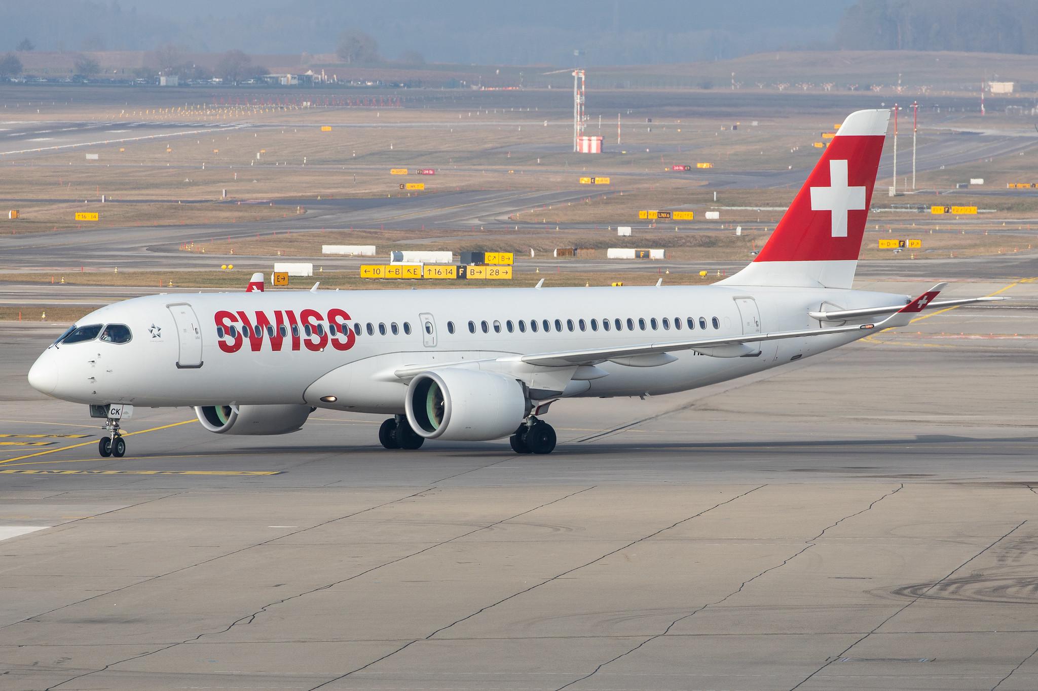 Flughafen Zürich: Swiss (LX / SWR) |  Airbus A220-300 BCS3 | HB-JCK | MSN 55027