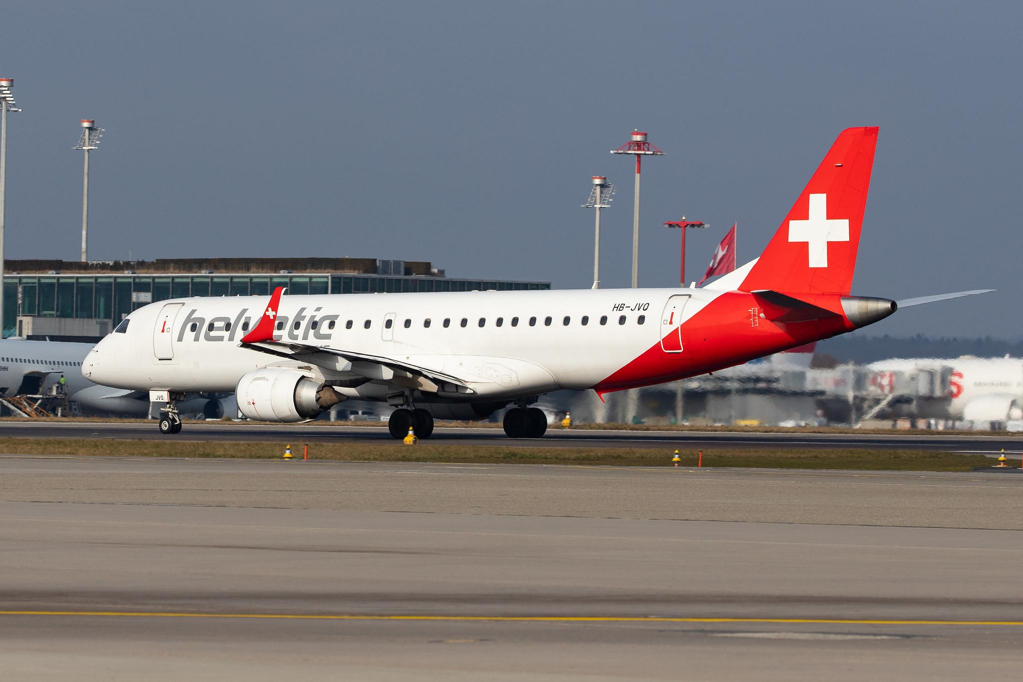Flughafen Zürich: Helvetic Airways (2L / OAW) |  Embraer E190LR E190 | HB-JVQ | MSN 19000420