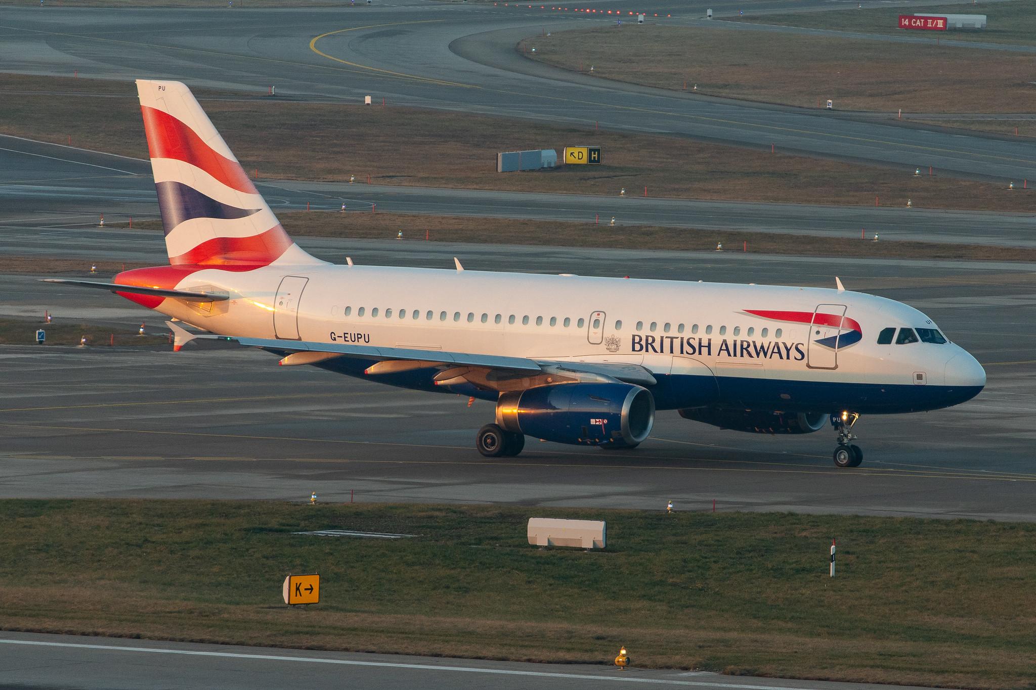 Flughafen Zürich: British Airways (BA / BAW) |  Airbus A319-131 A319 | G-EUPU | MSN 1384