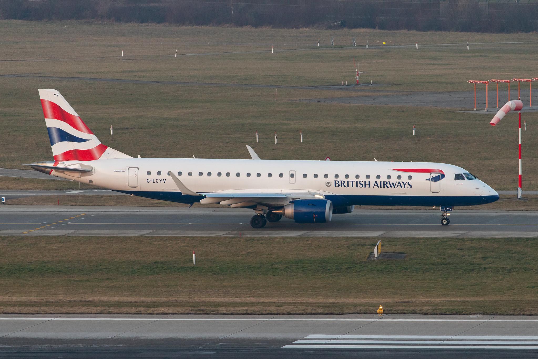 Flughafen Zürich: British Airways (BA / BAW) | Operator: BA CityFlyer |  Embraer E190SR E190 | G-LCYV | MSN 19000255