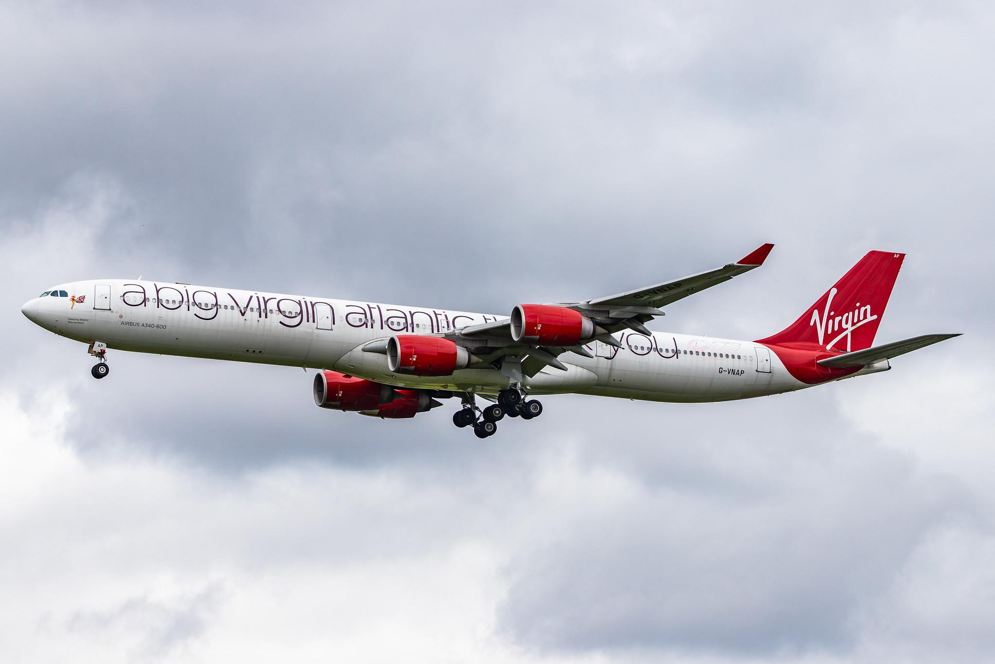 London Heathrow Airport: Virgin Atlantic (VS / VIR) |  Airbus A340-642 A346 | G-VNAP | MSN 0622