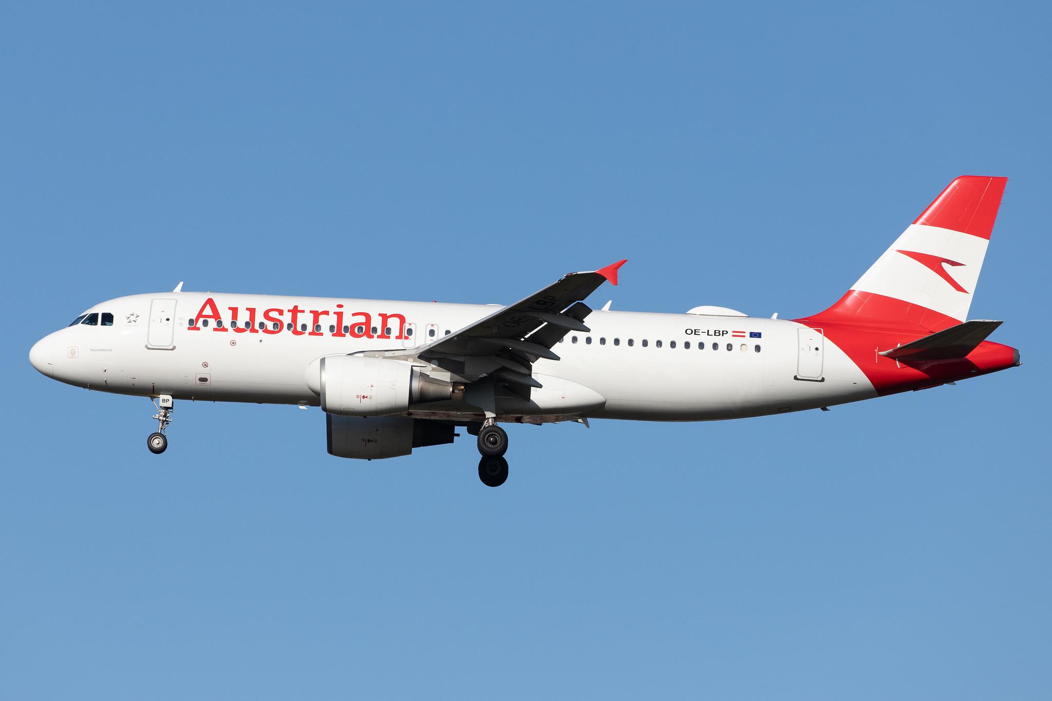 London Heathrow Airport: Austrian Airlines (OS / AUA) |  Airbus A320-214 A320 | OE-LBP | MSN 0797