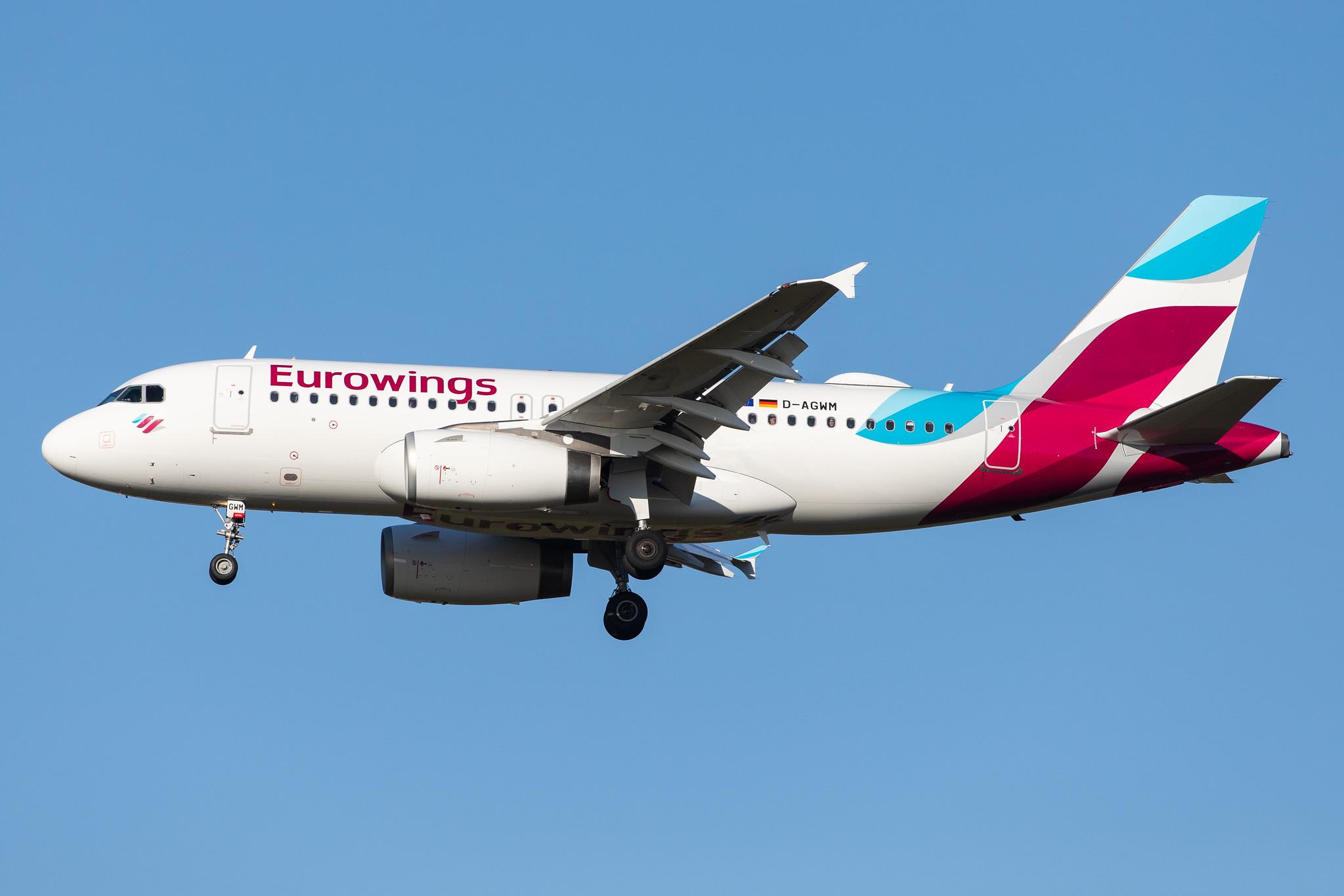 London Heathrow Airport: Eurowings (EW / EWG) |  Airbus A319-132 A319 | D-AGWM | MSN 3839